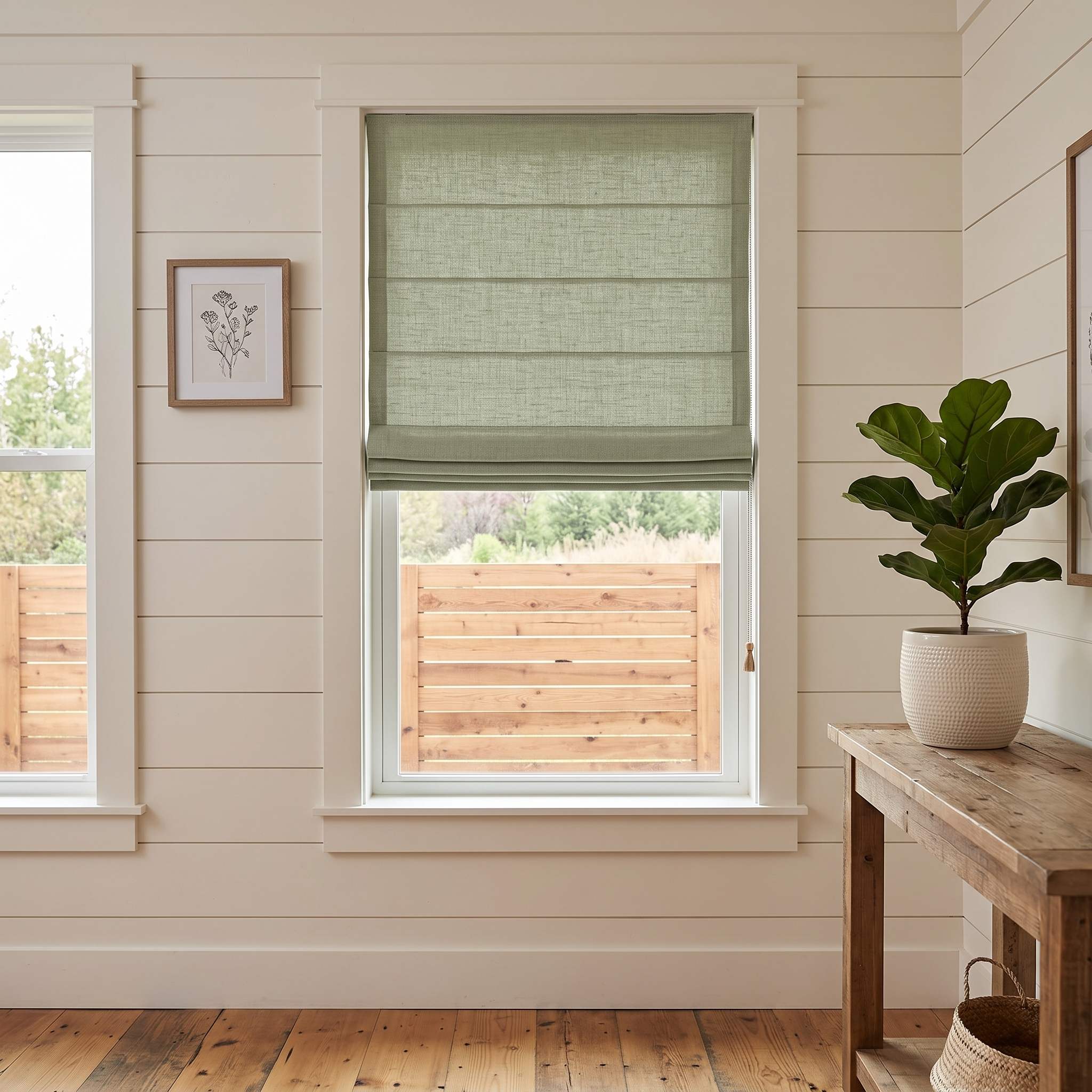 DraperyUS Custom Roman Shades Light Sage Green