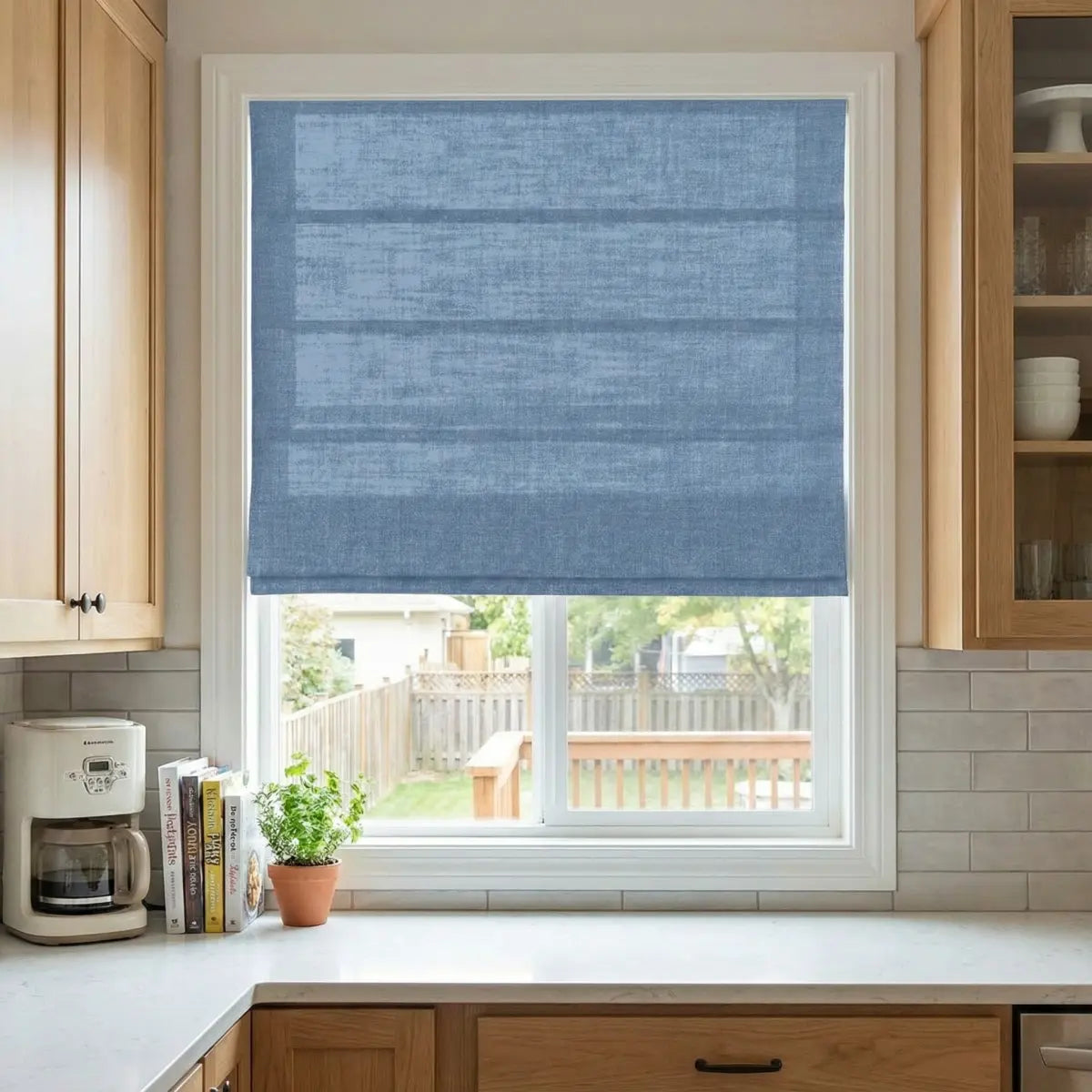 DraperyUS Custom Roman Shades Sky Blue 1038
