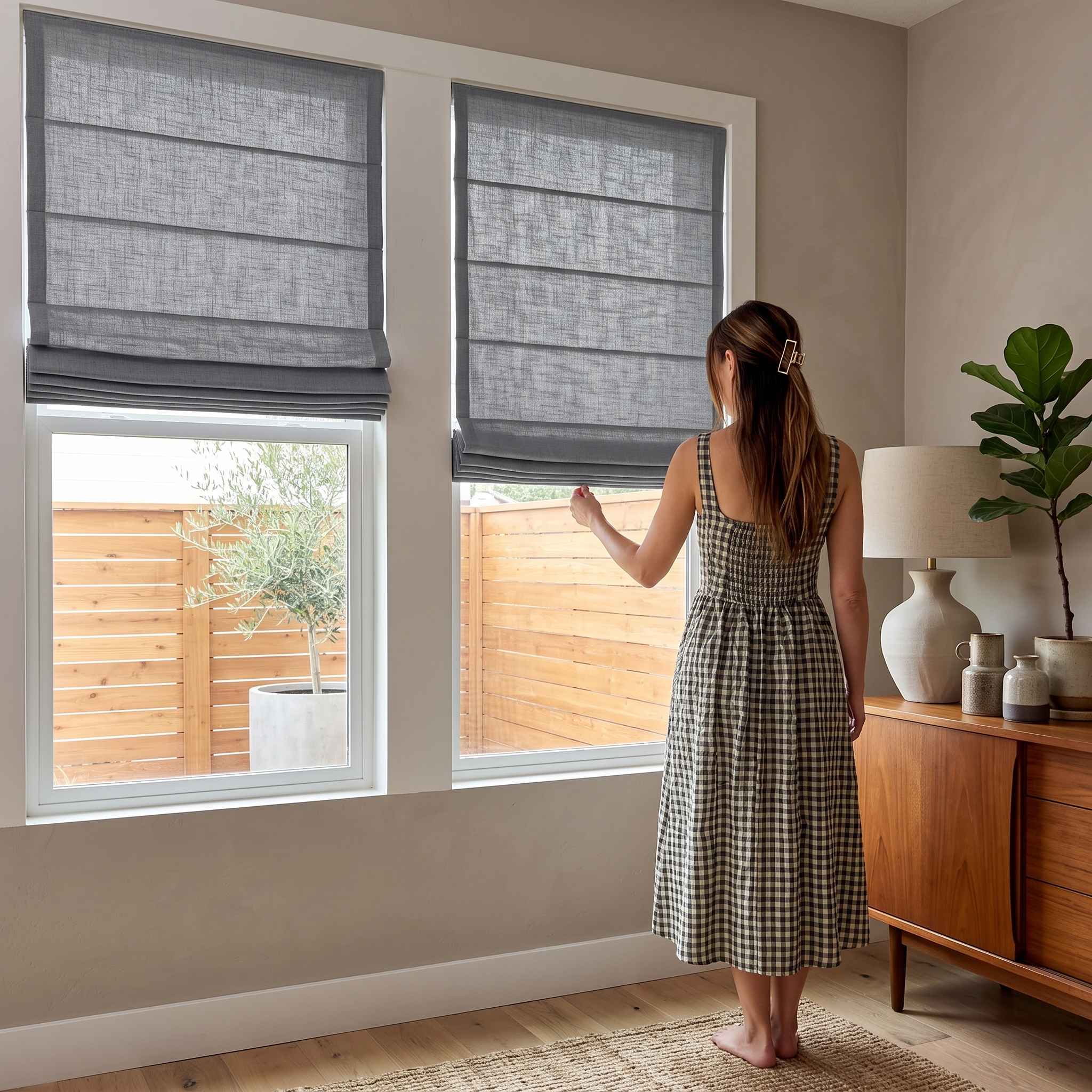 DraperyUS Custom Roman Shades Rock Gray