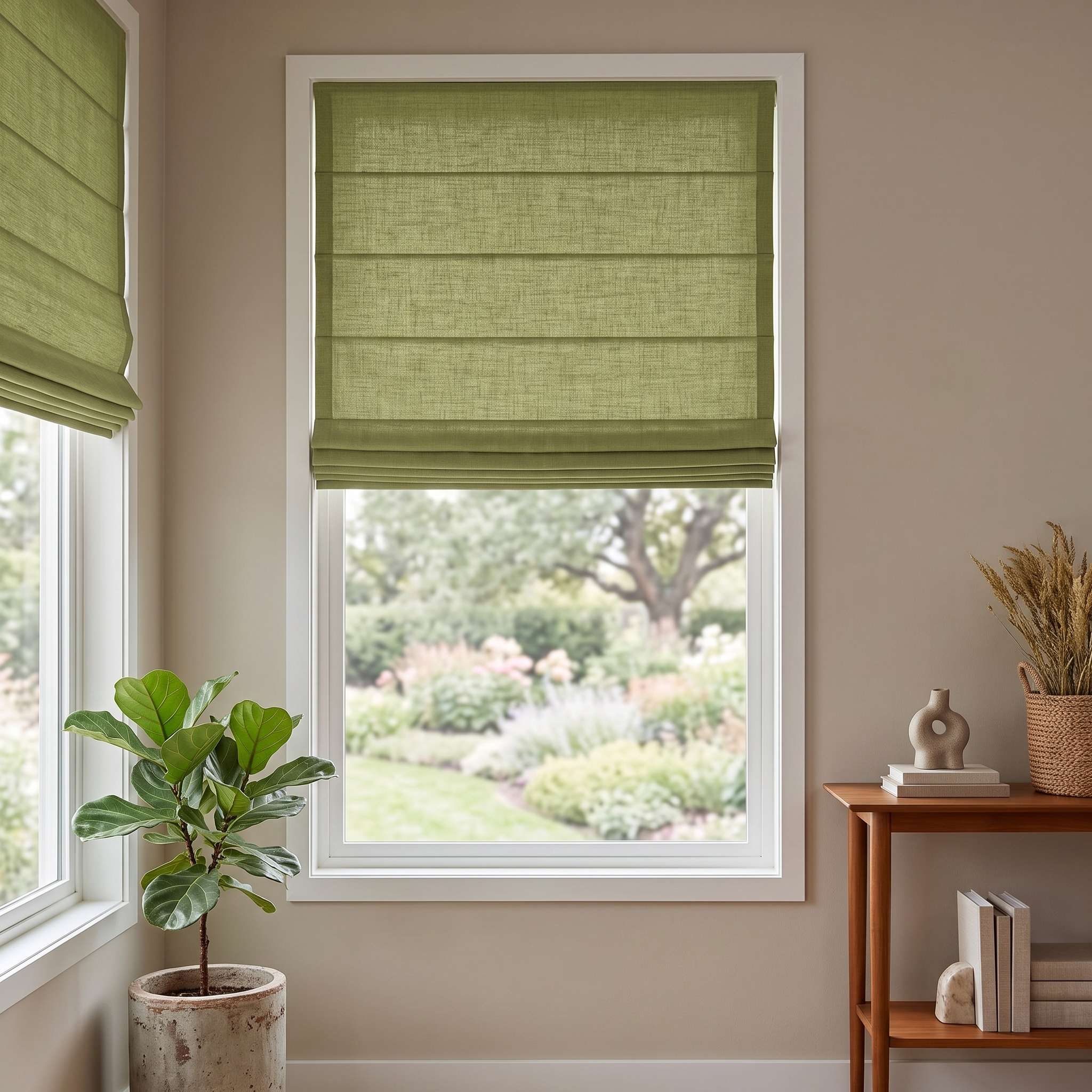 DraperyUS Custom Roman Shades Lime Green