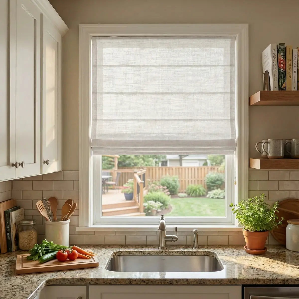 DraperyUS Custom Roman Shades Cream White