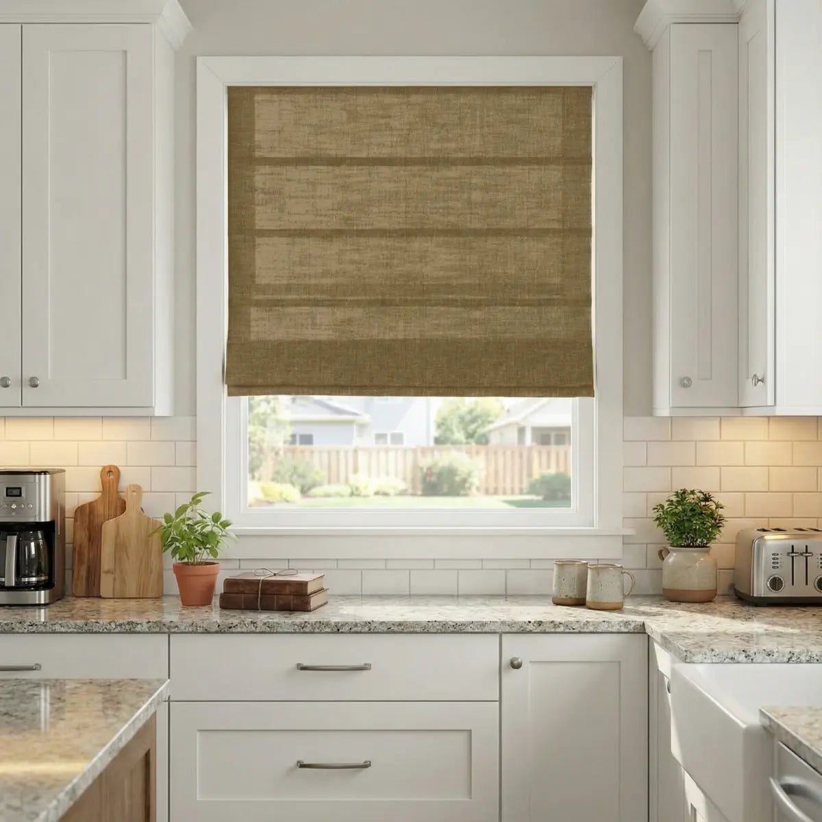 DraperyUS Custom Roman Shades Sand Taupe