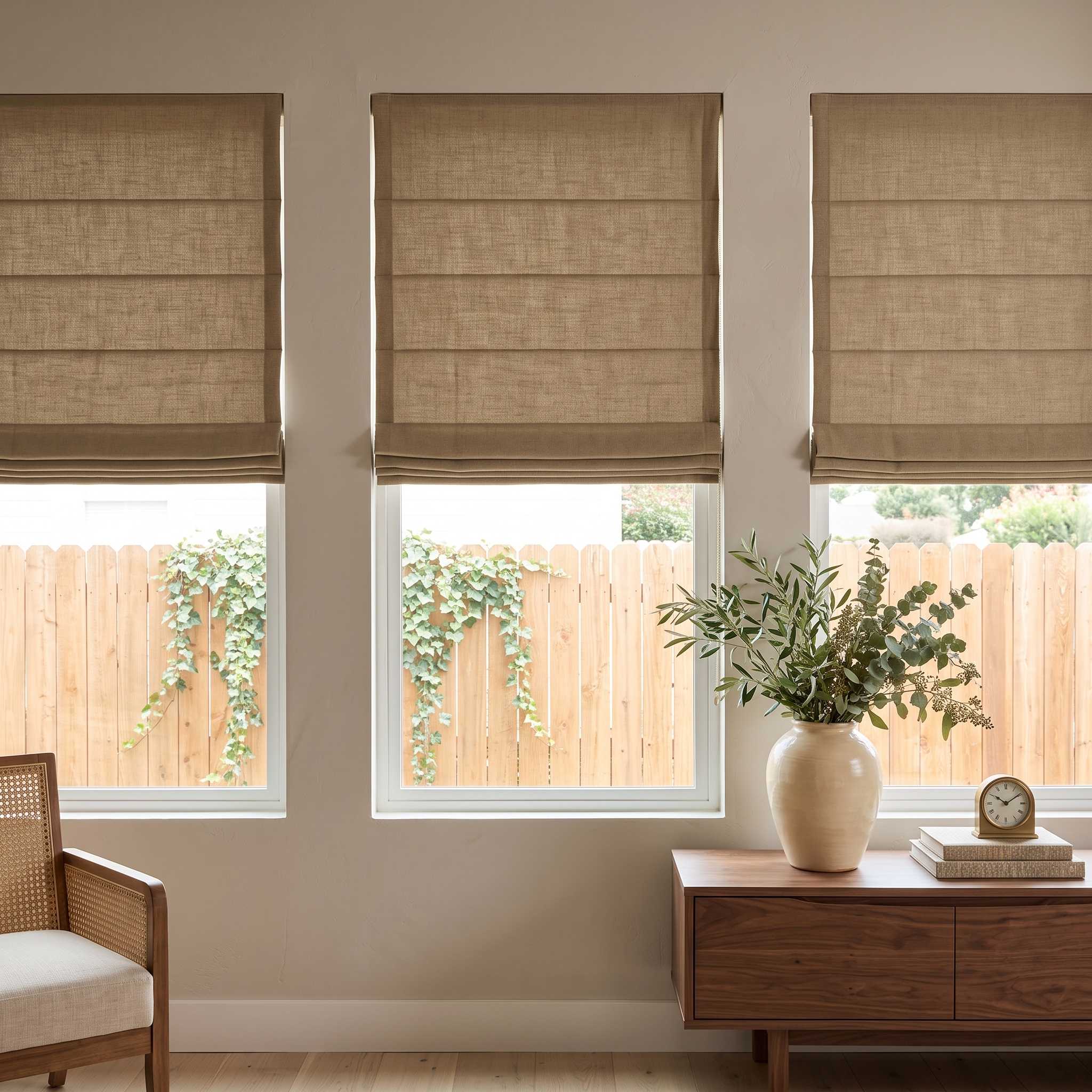 DraperyUS Custom Roman Shades Sand Taupe