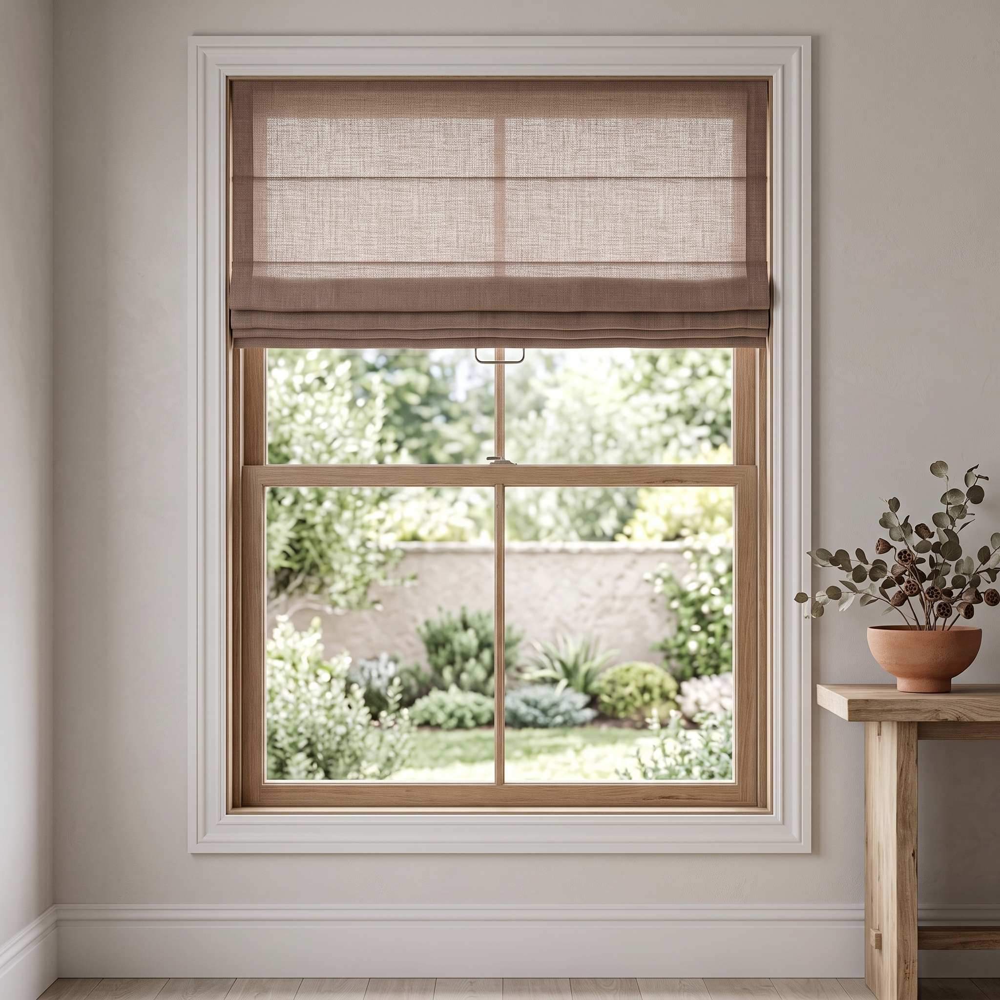 DraperyUS Custom Roman Shades Dark Brown