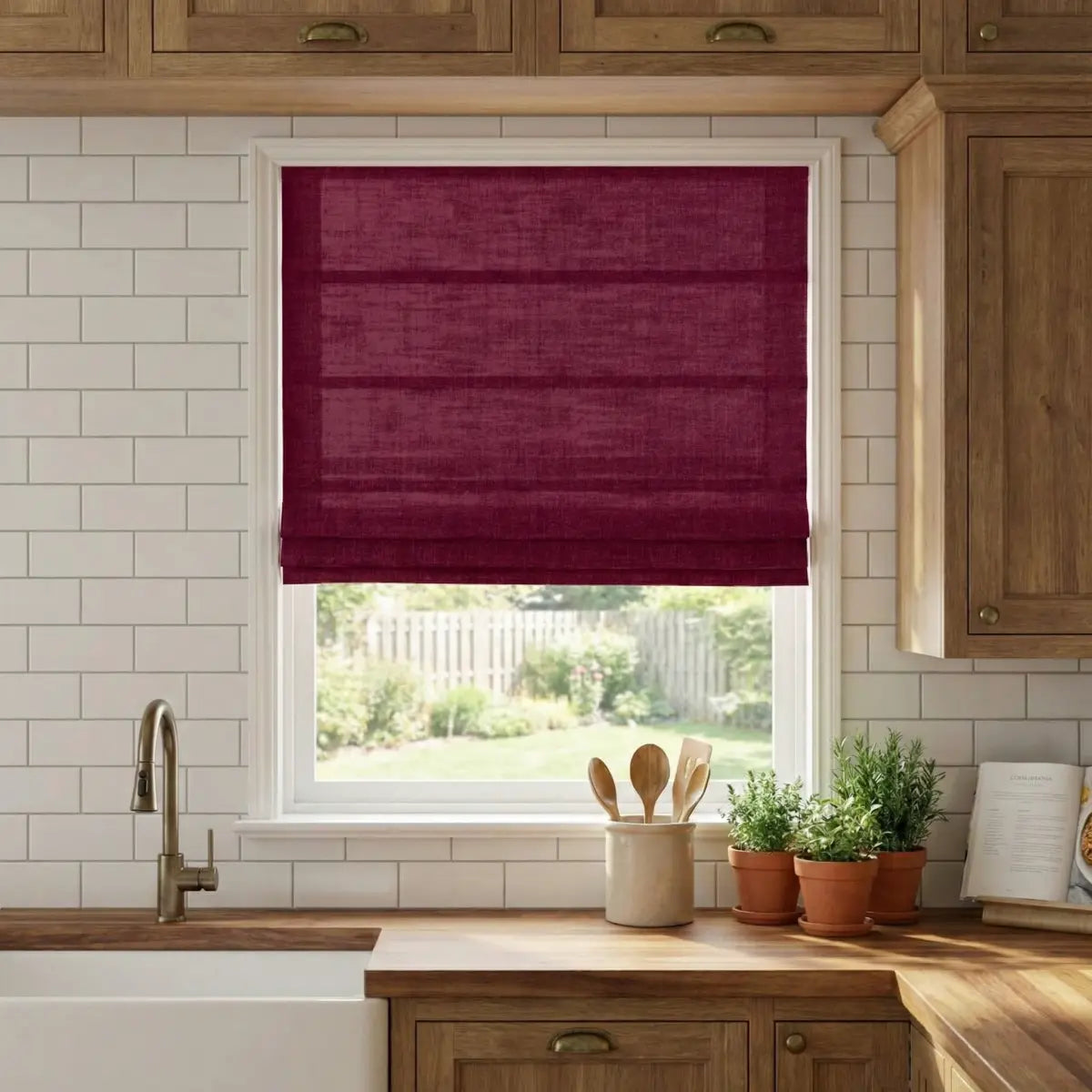 DraperyUS Custom Roman Shades Pomegranate Red