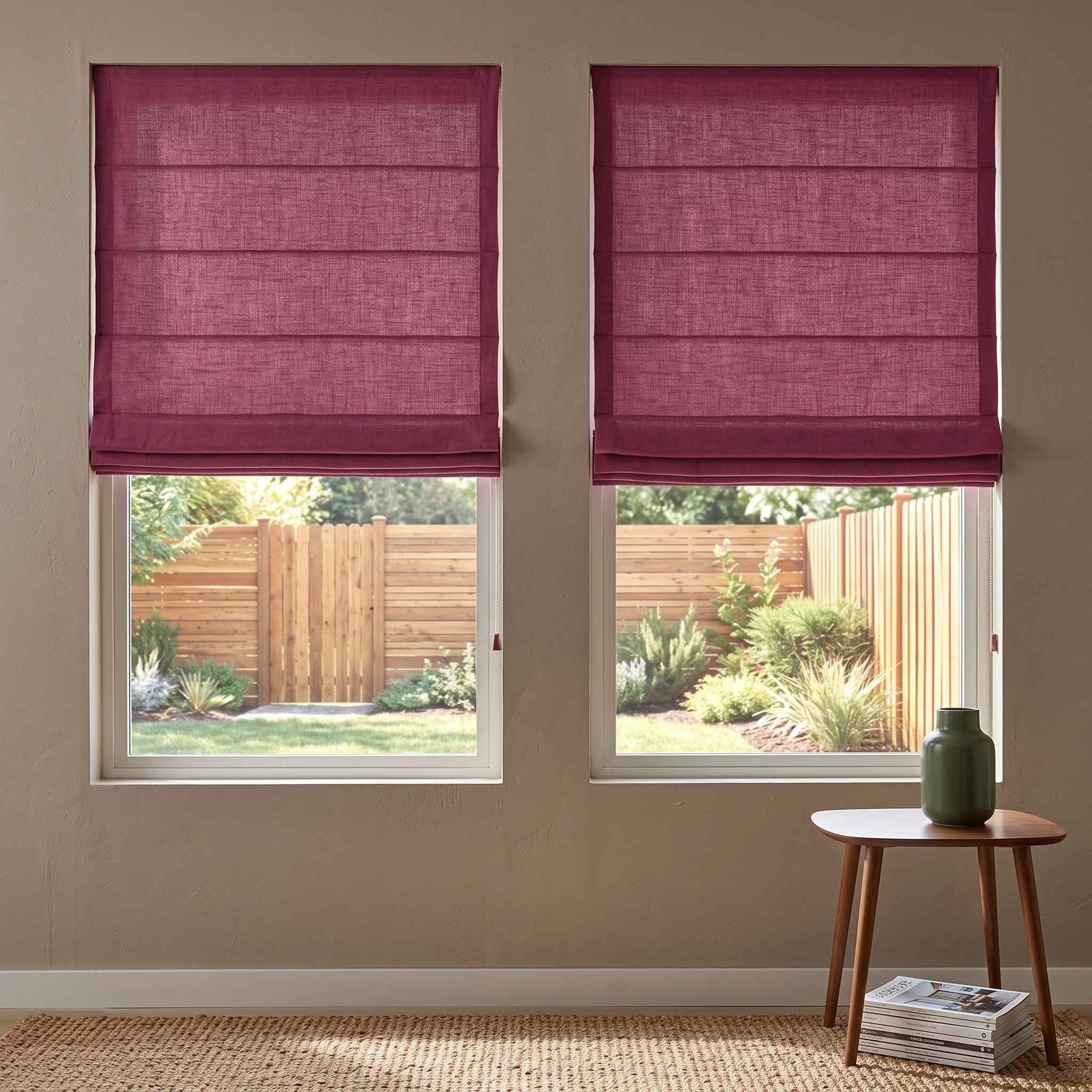 DraperyUS Custom Roman Shades Pomegranate Red