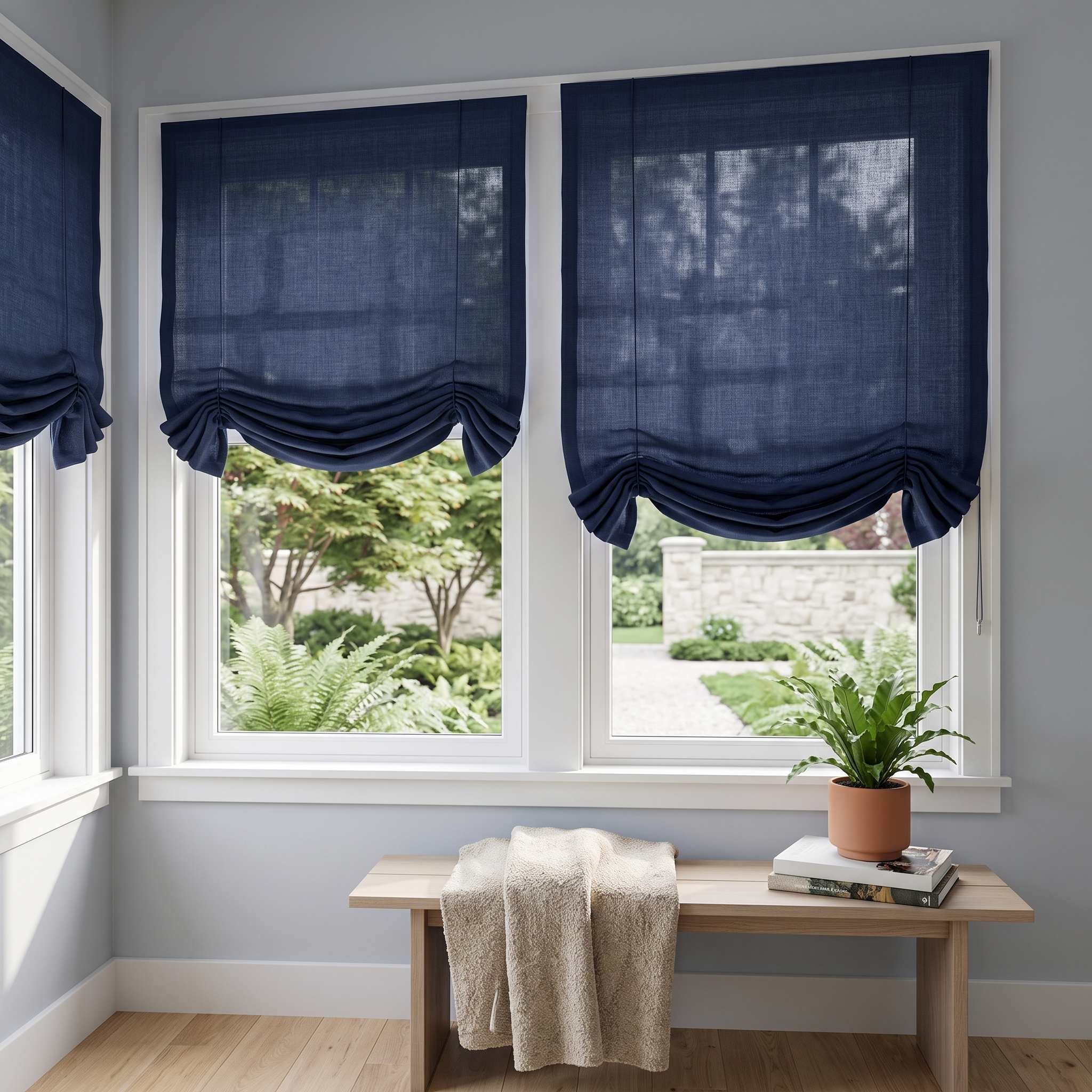 DraperyUS Custom Roman Shades Obsidian Blue
