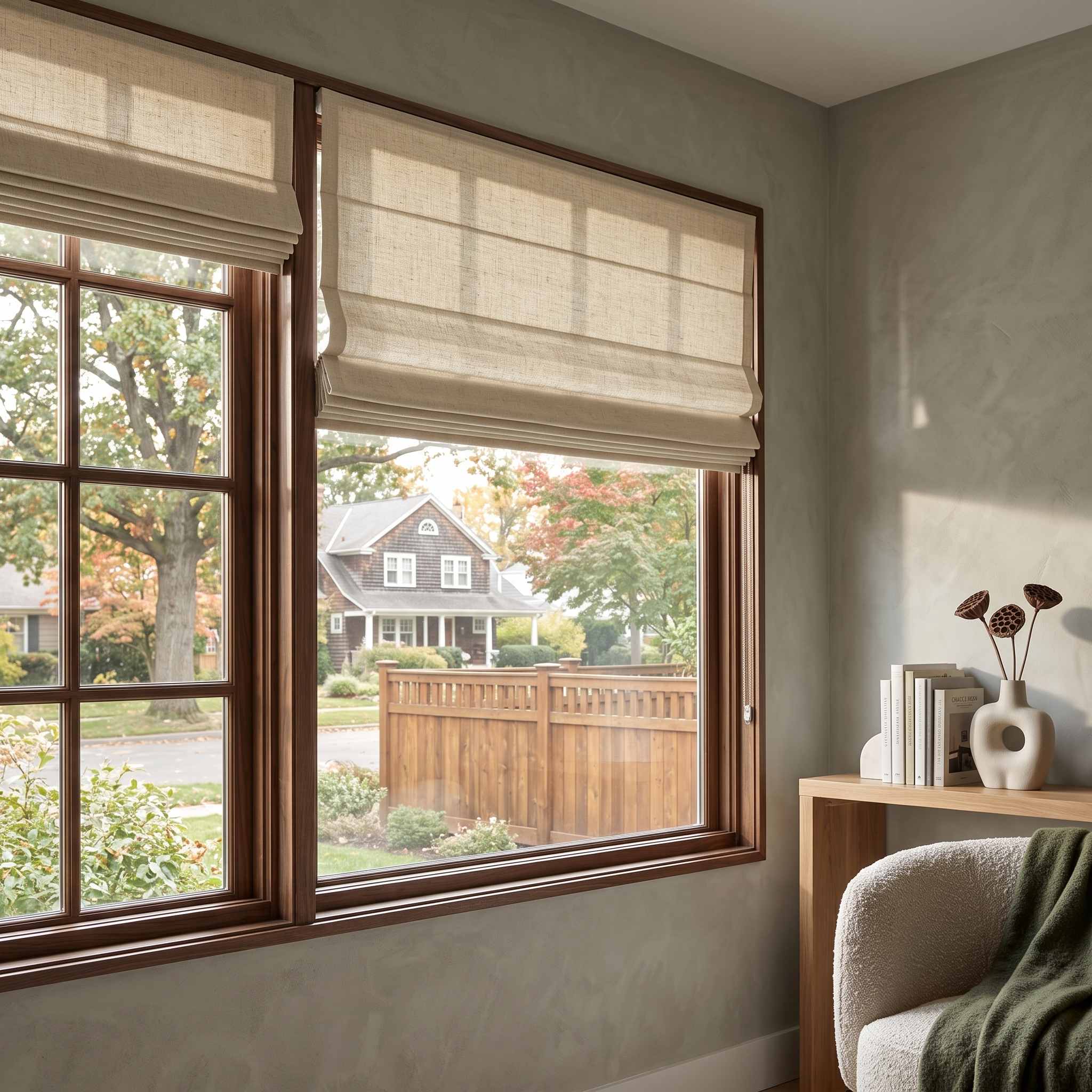 DraperyUS Custom Roman Shades Moss Beige