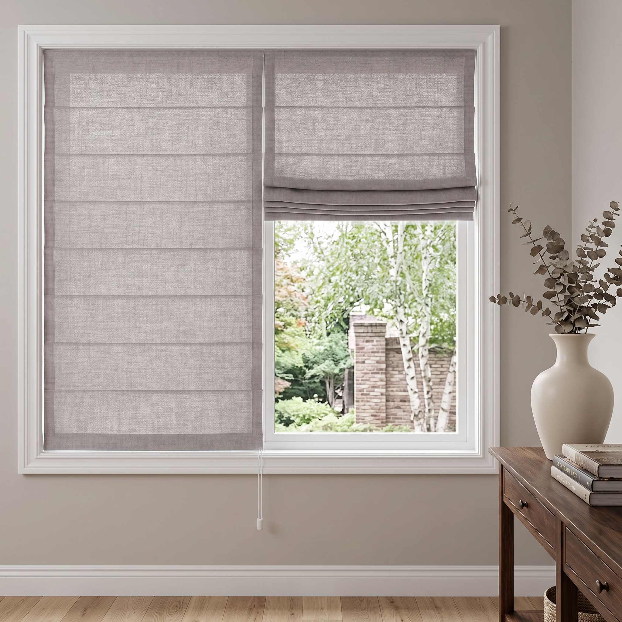 DraperyUS Custom Roman Shades Pale Gravel