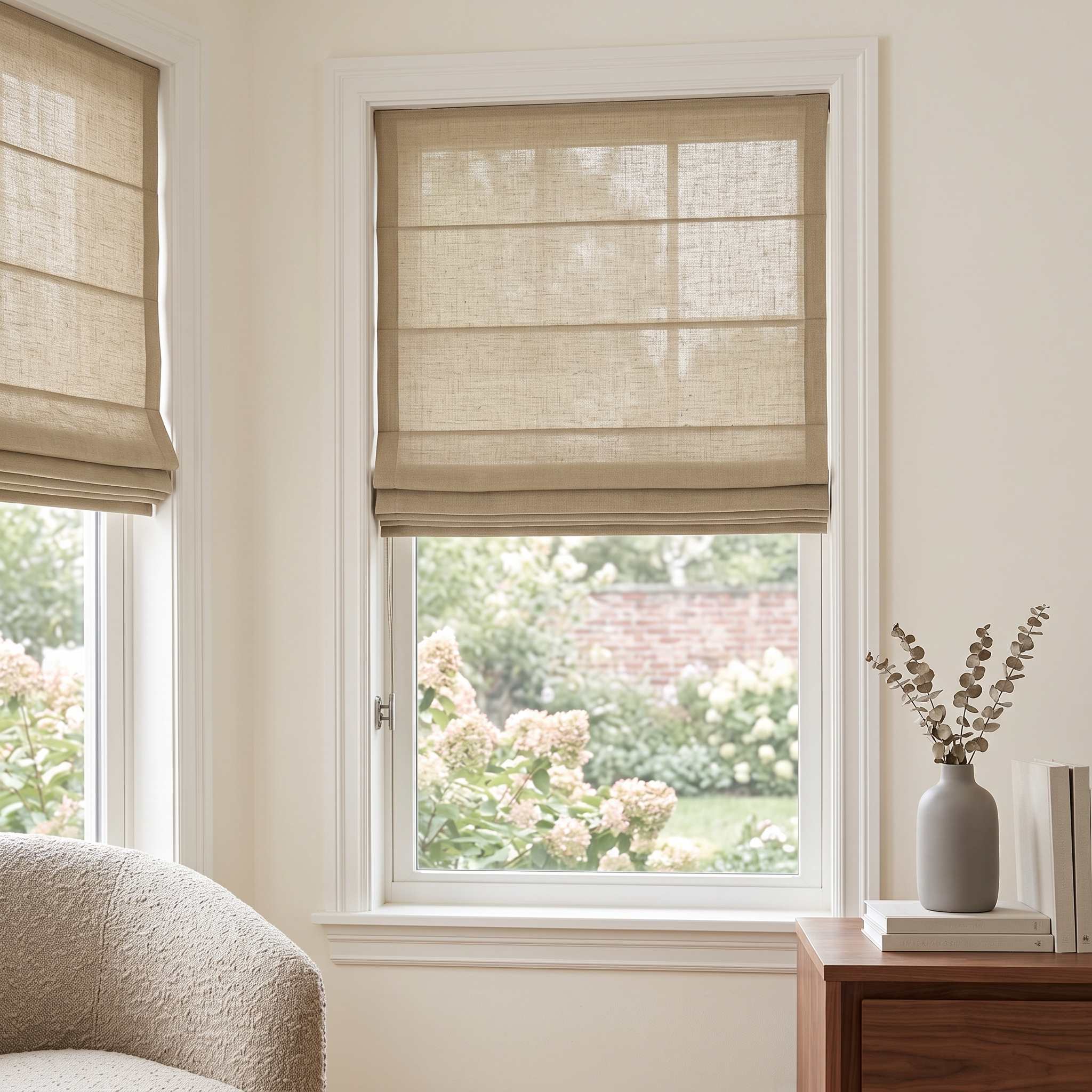 DraperyUS Custom Roman Shades Warm Taupe