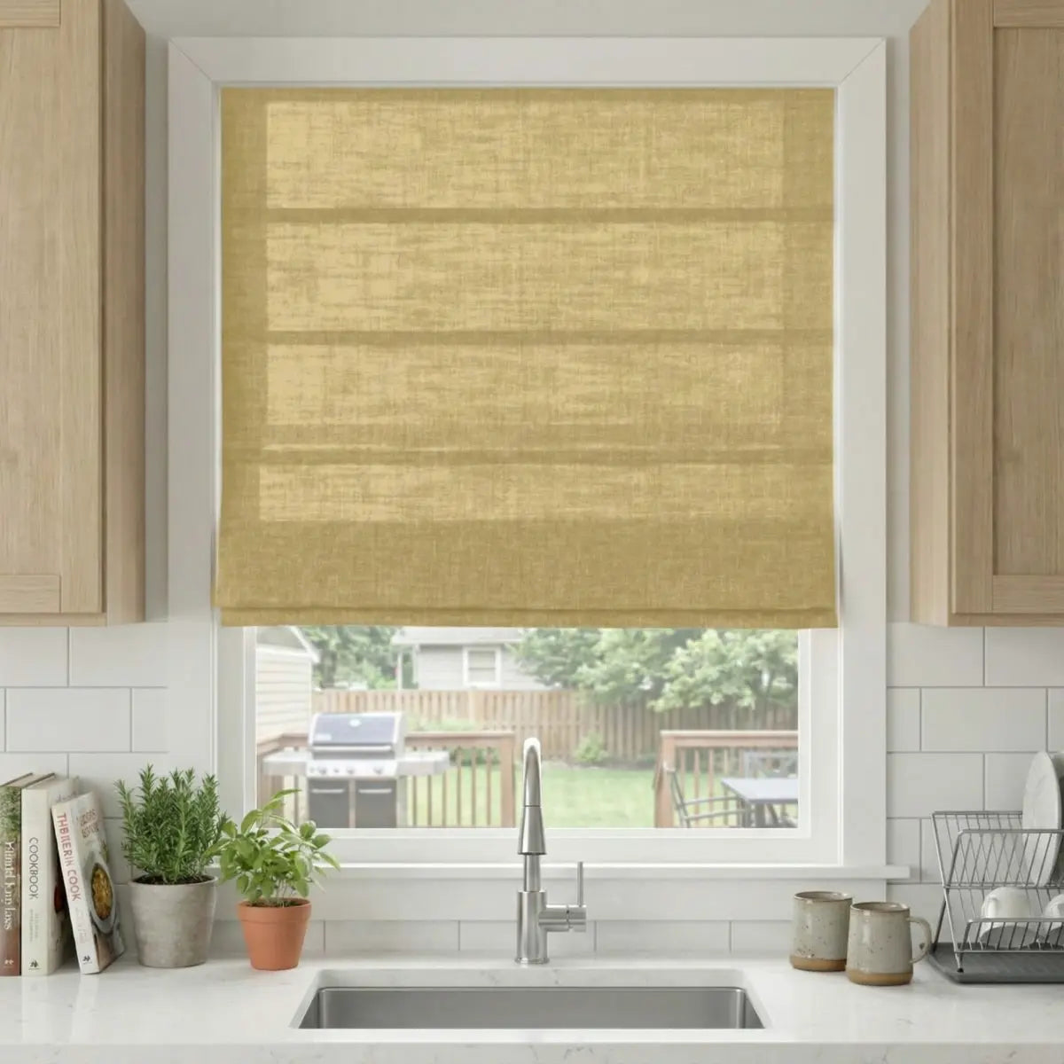 DraperyUS Custom Roman Shades Wheat Gold