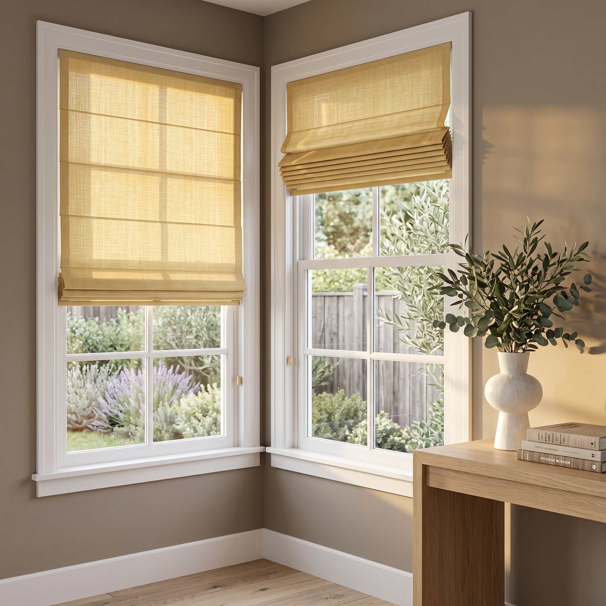 DraperyUS Custom Roman Shades Wheat Gold