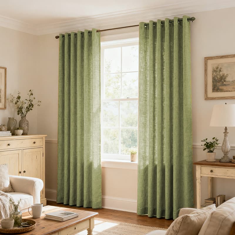 Custom Light Filtering Linen Curtains for Living Room & Bedroom