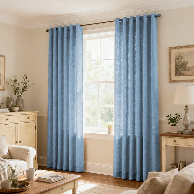 Custom Light Filtering Linen Curtains for Living Room & Bedroom