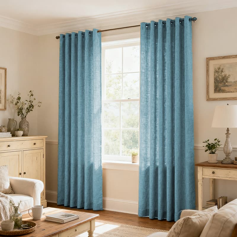 Custom Light Filtering Linen Curtains for Living Room & Bedroom