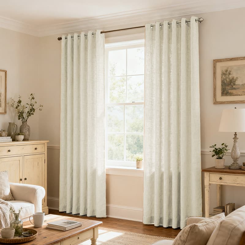 Custom Light Filtering Linen Curtains for Living Room & Bedroom