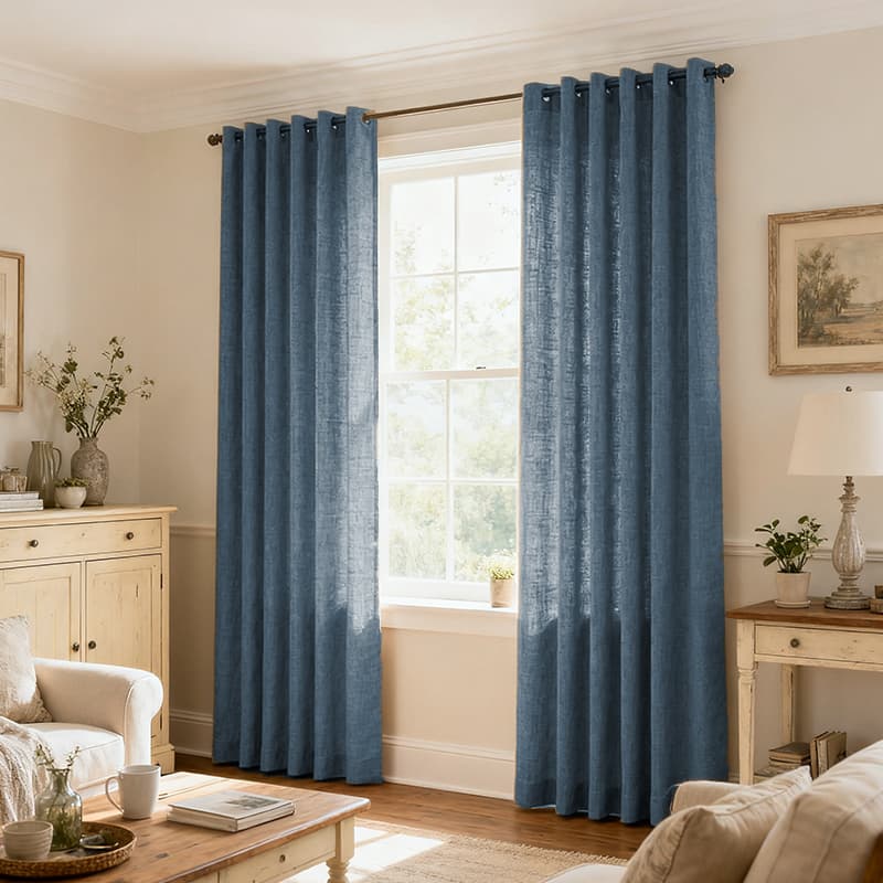Custom Light Filtering Linen Curtains for Living Room & Bedroom
