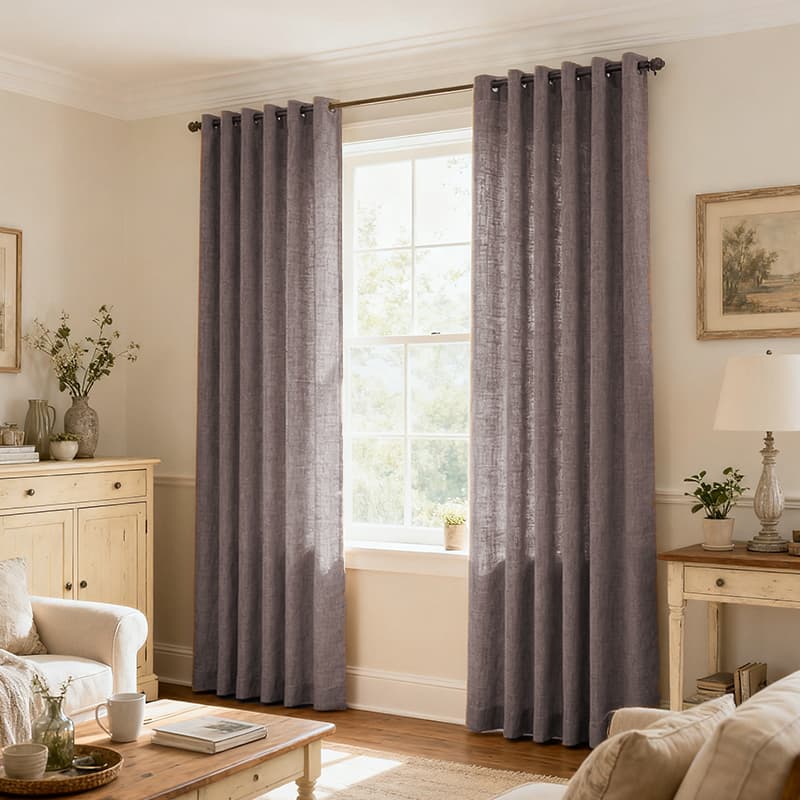 Custom Light Filtering Linen Curtains for Living Room & Bedroom