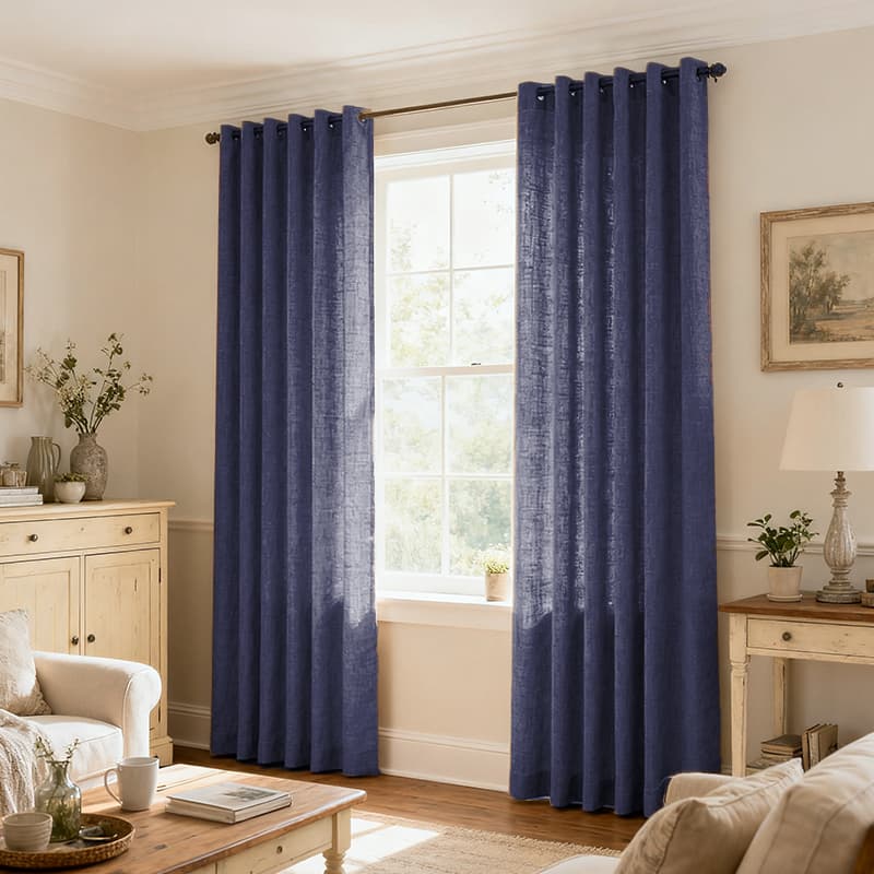 Custom Light Filtering Linen Curtains for Living Room & Bedroom