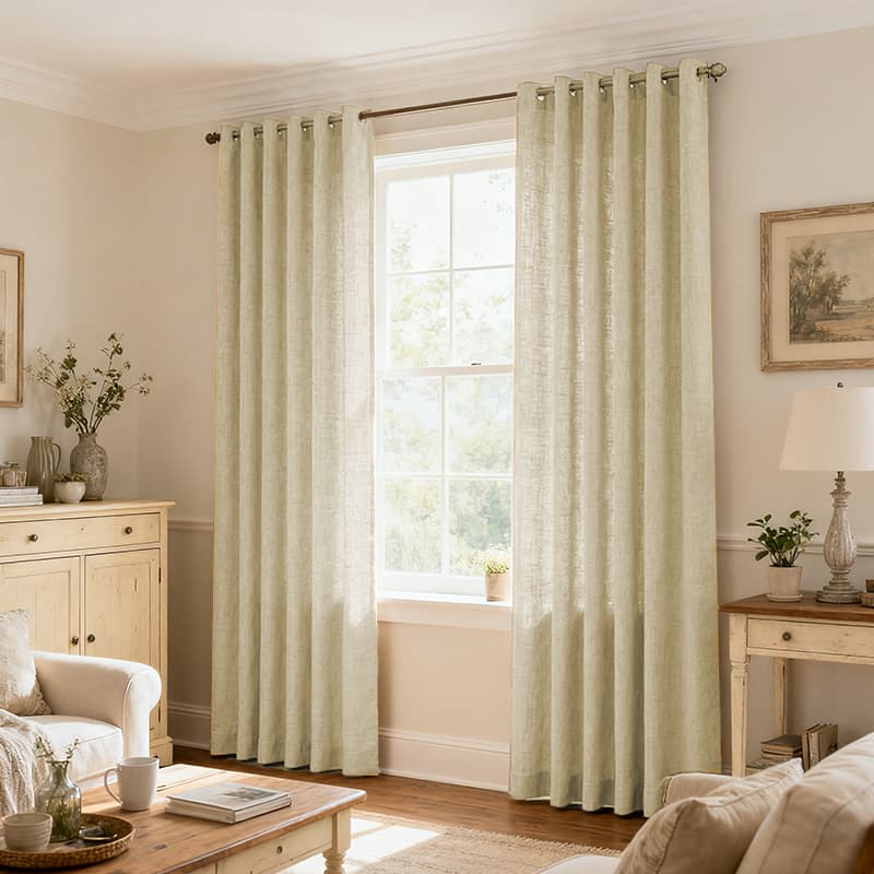 Custom Light Filtering Linen Curtains for Living Room & Bedroom