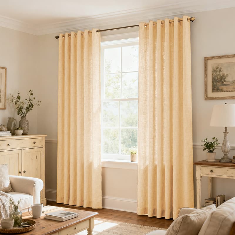 Custom Light Filtering Linen Curtains for Living Room & Bedroom