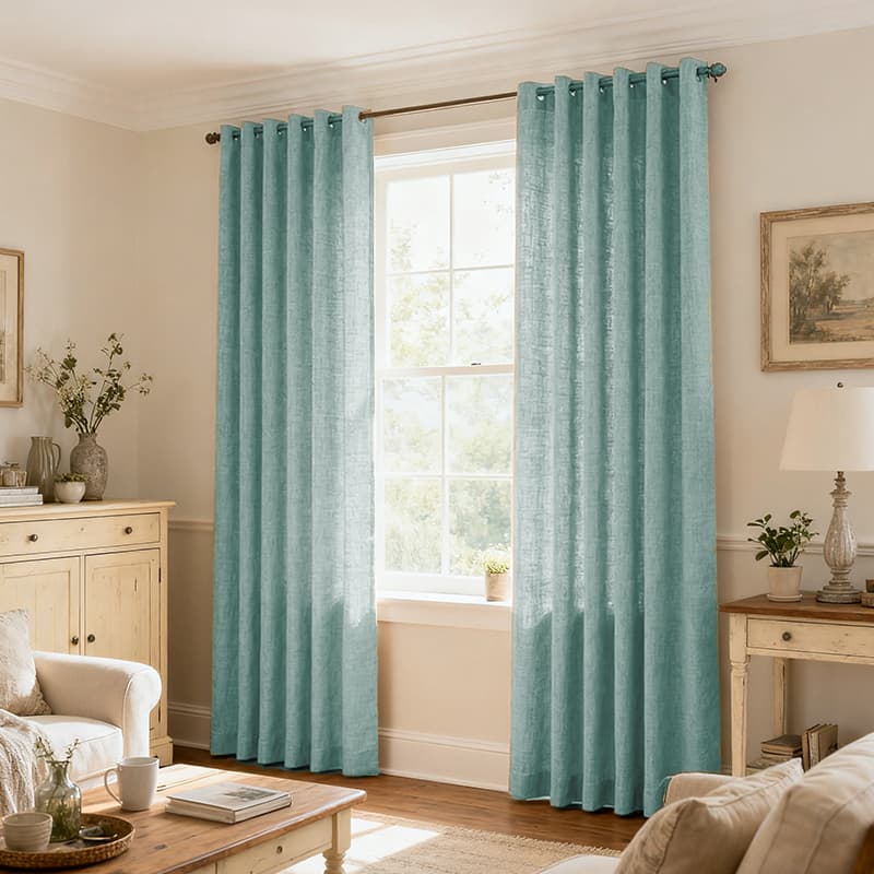 Custom Light Filtering Linen Curtains for Living Room & Bedroom