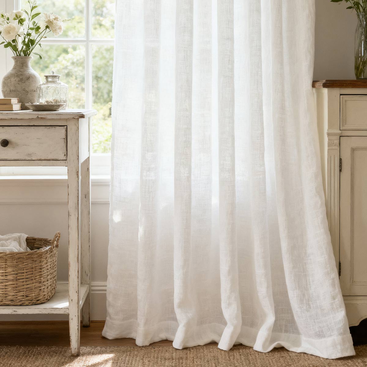 Custom Light Filtering Linen Curtains for Living Room & Bedroom