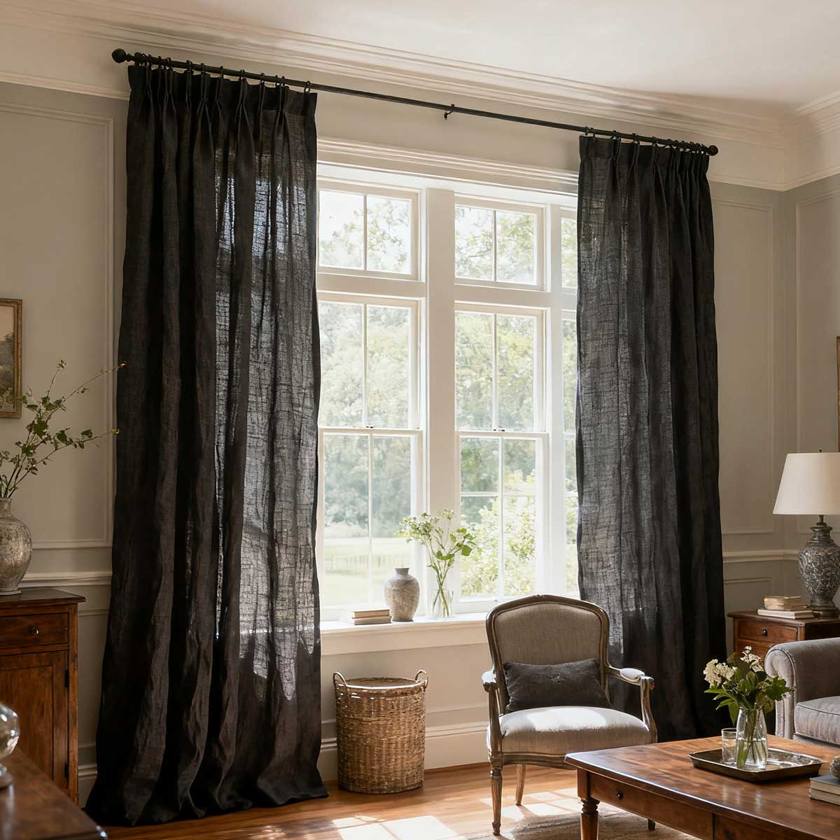Custom Light Filtering Linen Curtains for Living Room & Bedroom