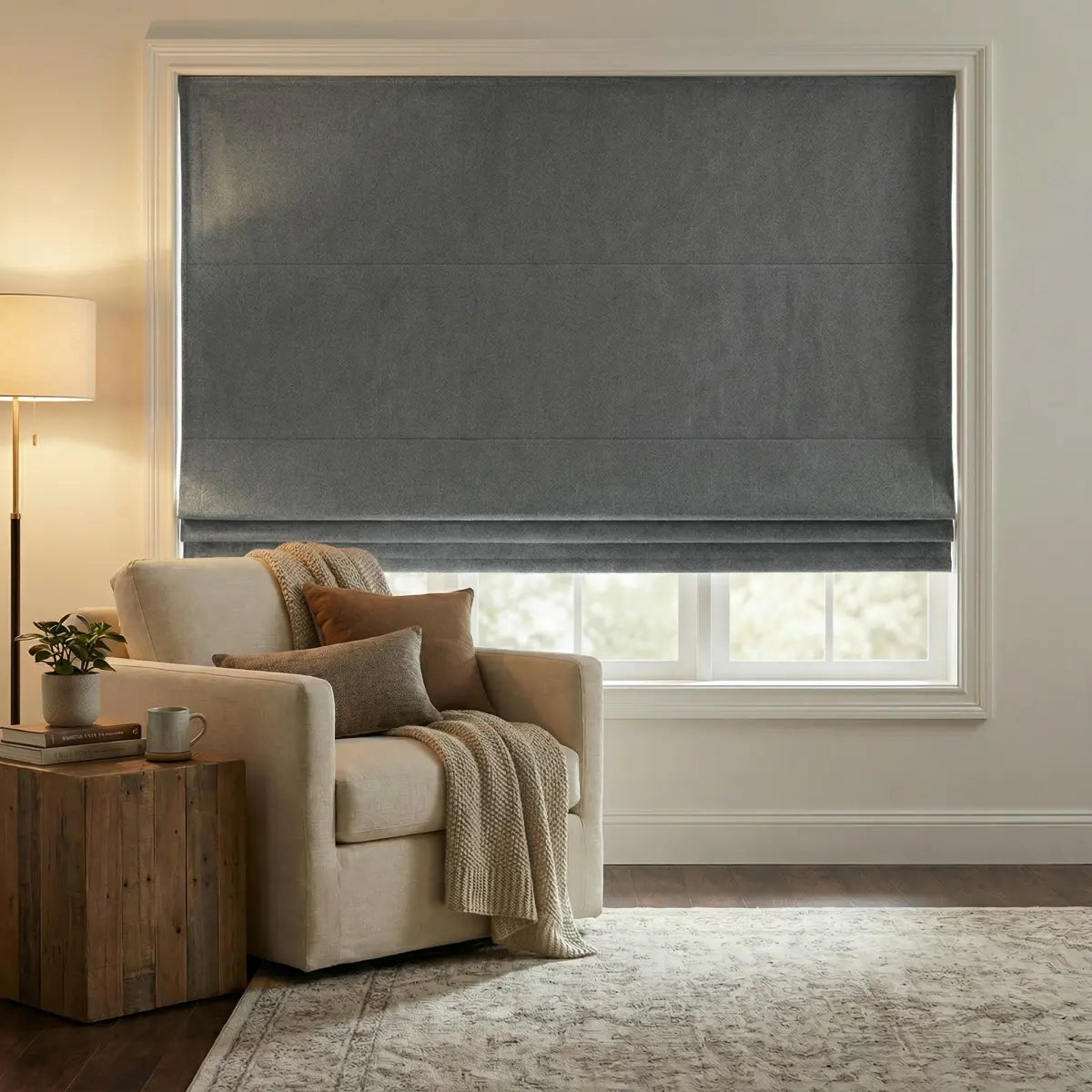 DraperyUS Custom Roman Shades - Slate Teal - A steady and deep dark teal for a bold statement.