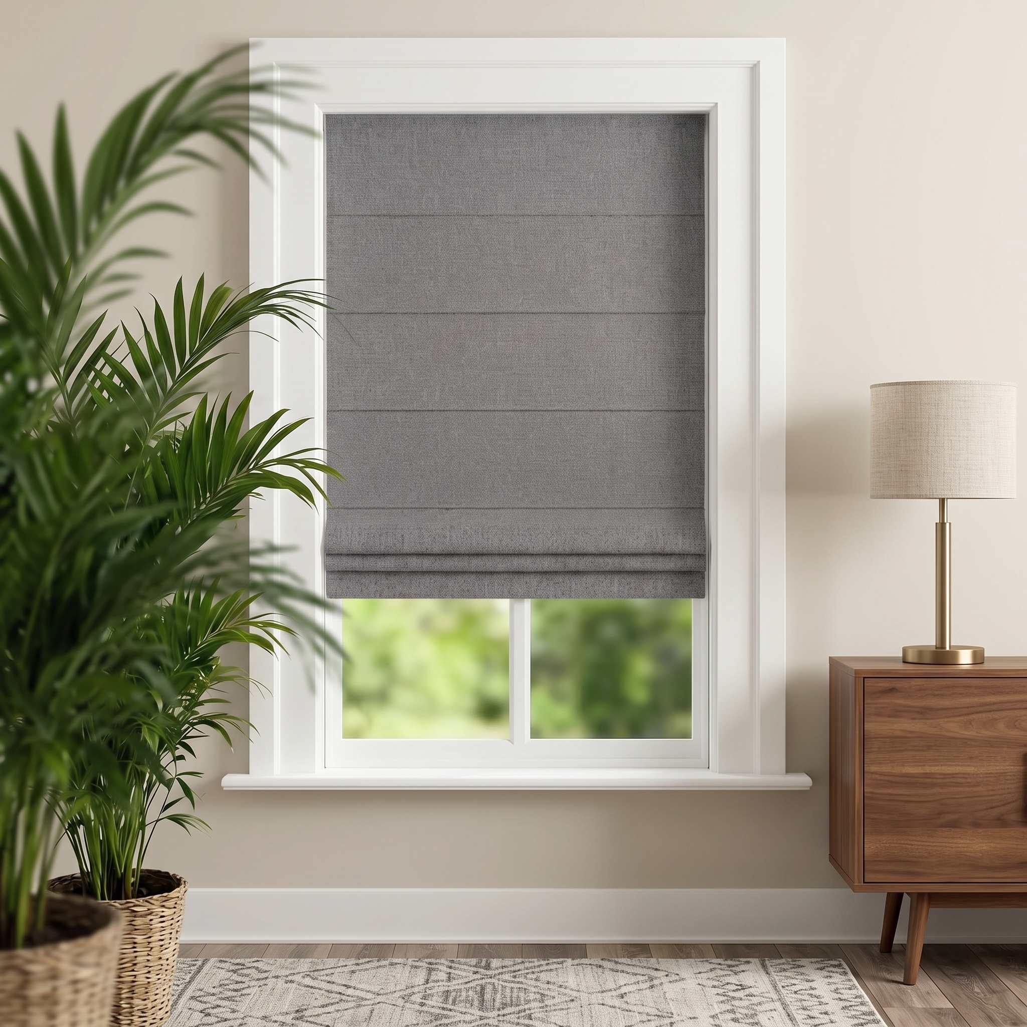 DraperyUS Custom Roman Shades - Charcoal - A rich and deep slate grey color.