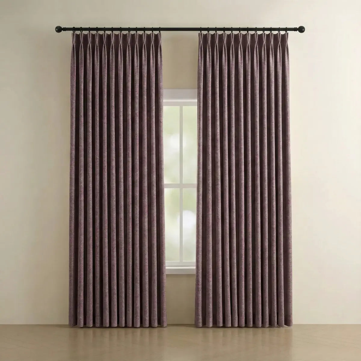 DraperyUS Custom Blackout Linen Curtains - Dusty Rose - A grey-toned purple-pink for a romantic touch.
