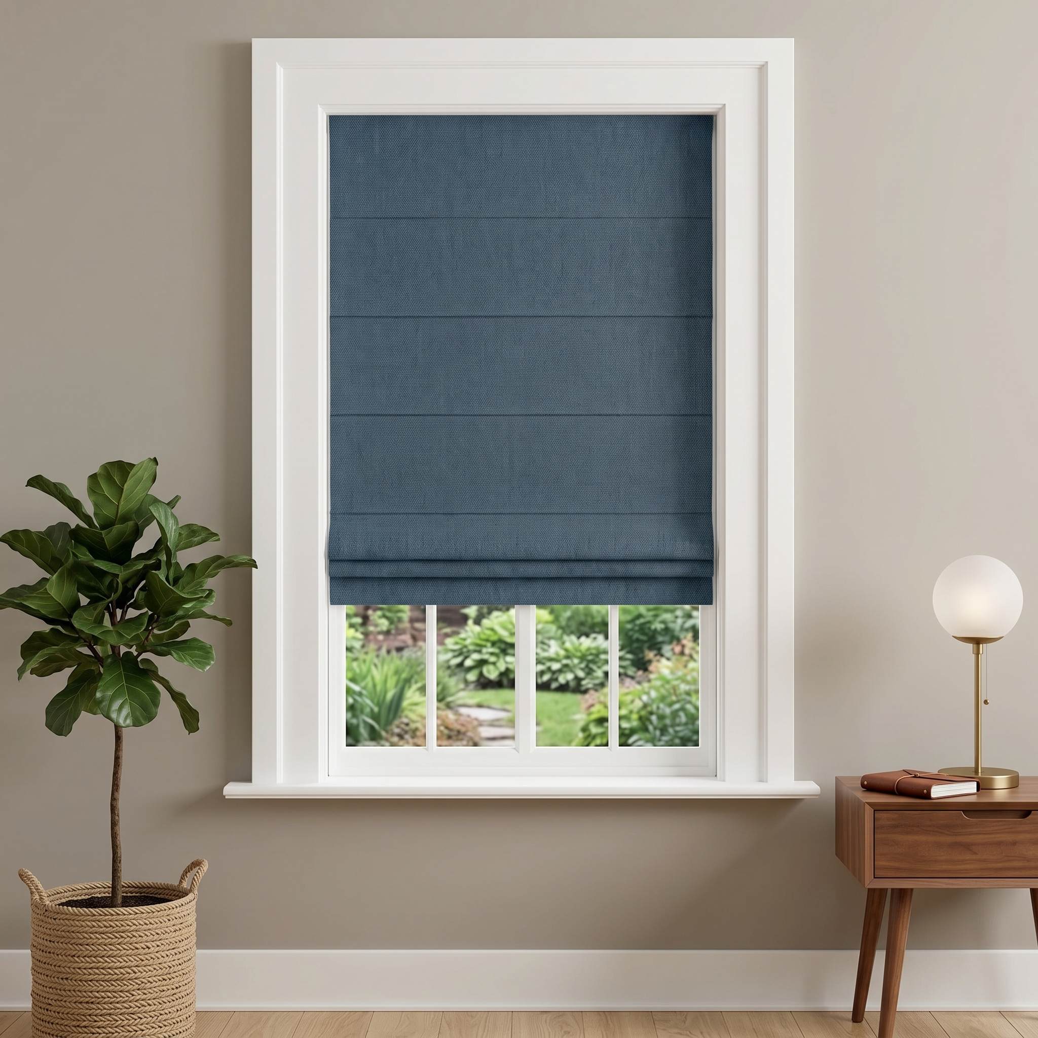 DraperyUS Custom Roman Shades - Ink Blue - A profound and deep midnight blue tone.