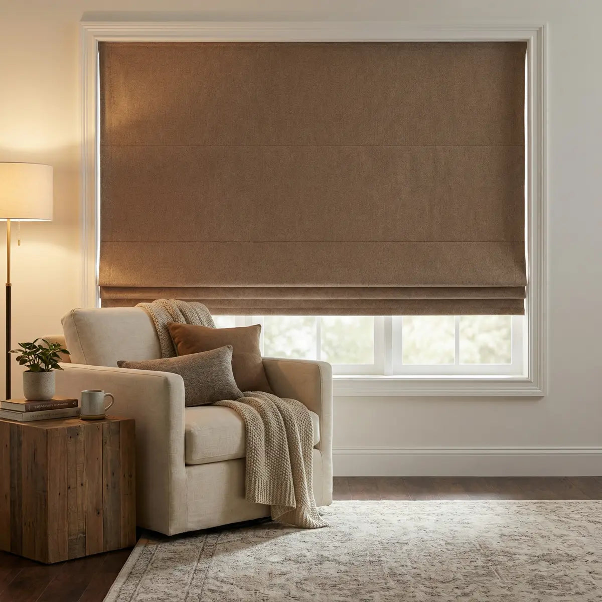 DraperyUS Custom Roman Shades - Khaki/Tan - A steady and grounded sandy soil tone.