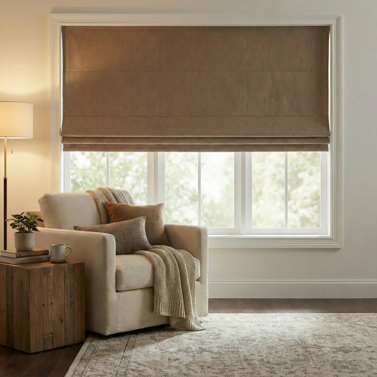 DraperyUS Custom Roman Shades - Taupe - A deep, woody brownish-grey for elegant spaces.