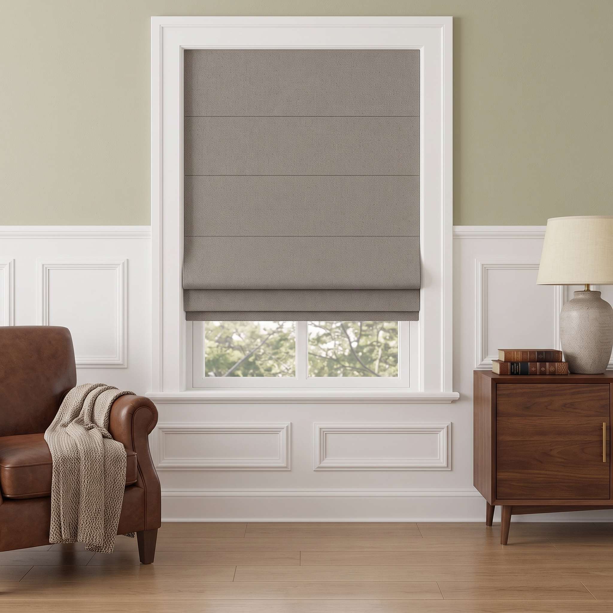 DraperyUS Custom Roman Shades - Medium Grey - A standard, versatile neutral for any home.