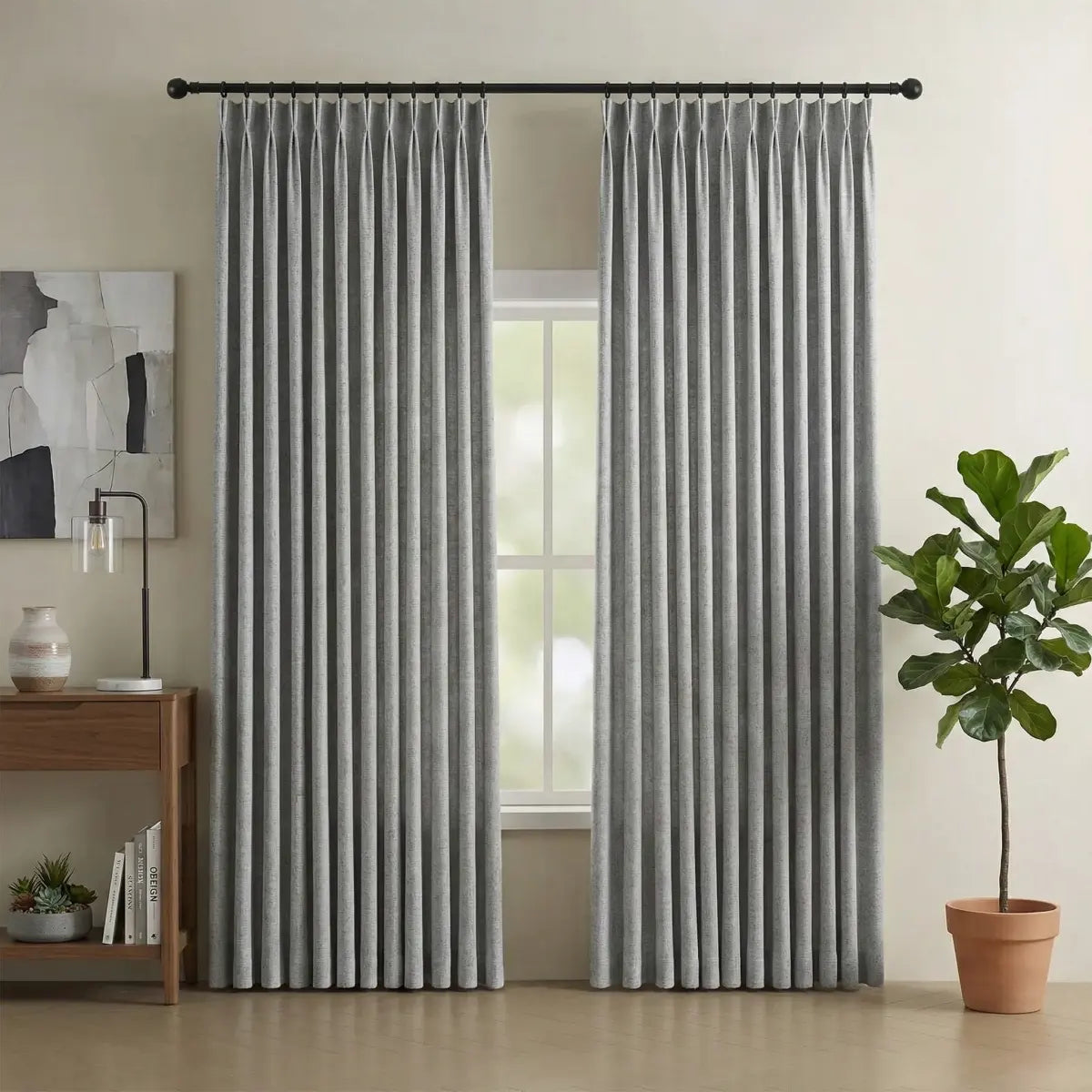 DraperyUS Custom Blackout Linen Curtains - Off-White/Cloud - An extremely light grey-white for a clean look.