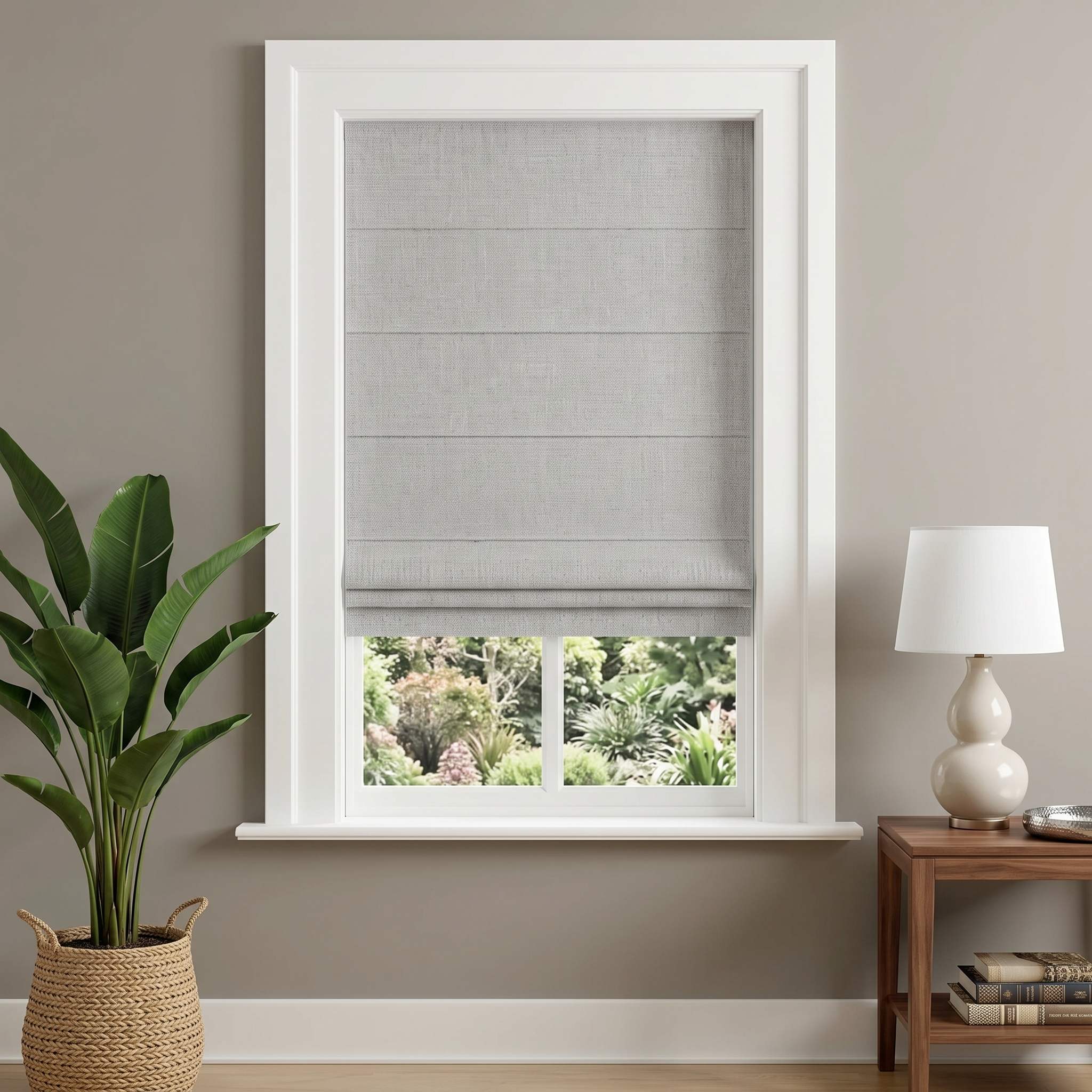 DraperyUS Custom Roman Shades - Off-White/Cloud - An extremely light grey-white for a clean look.
