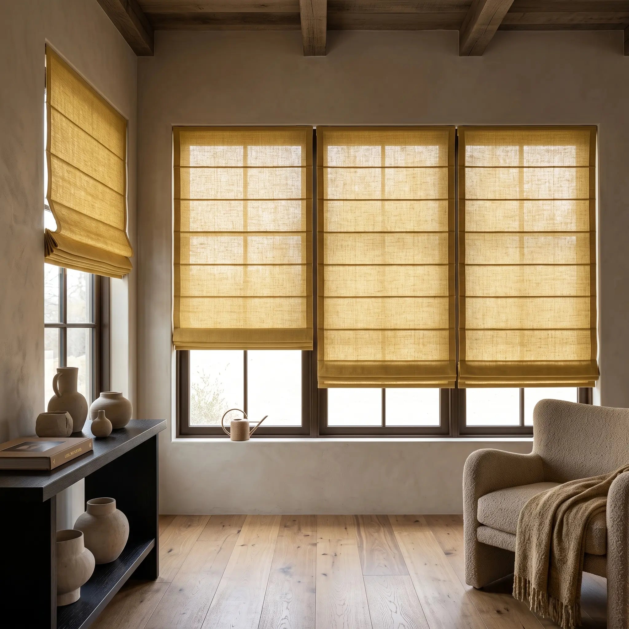 DraperyUS Custom Roman Shades Warm Gray
