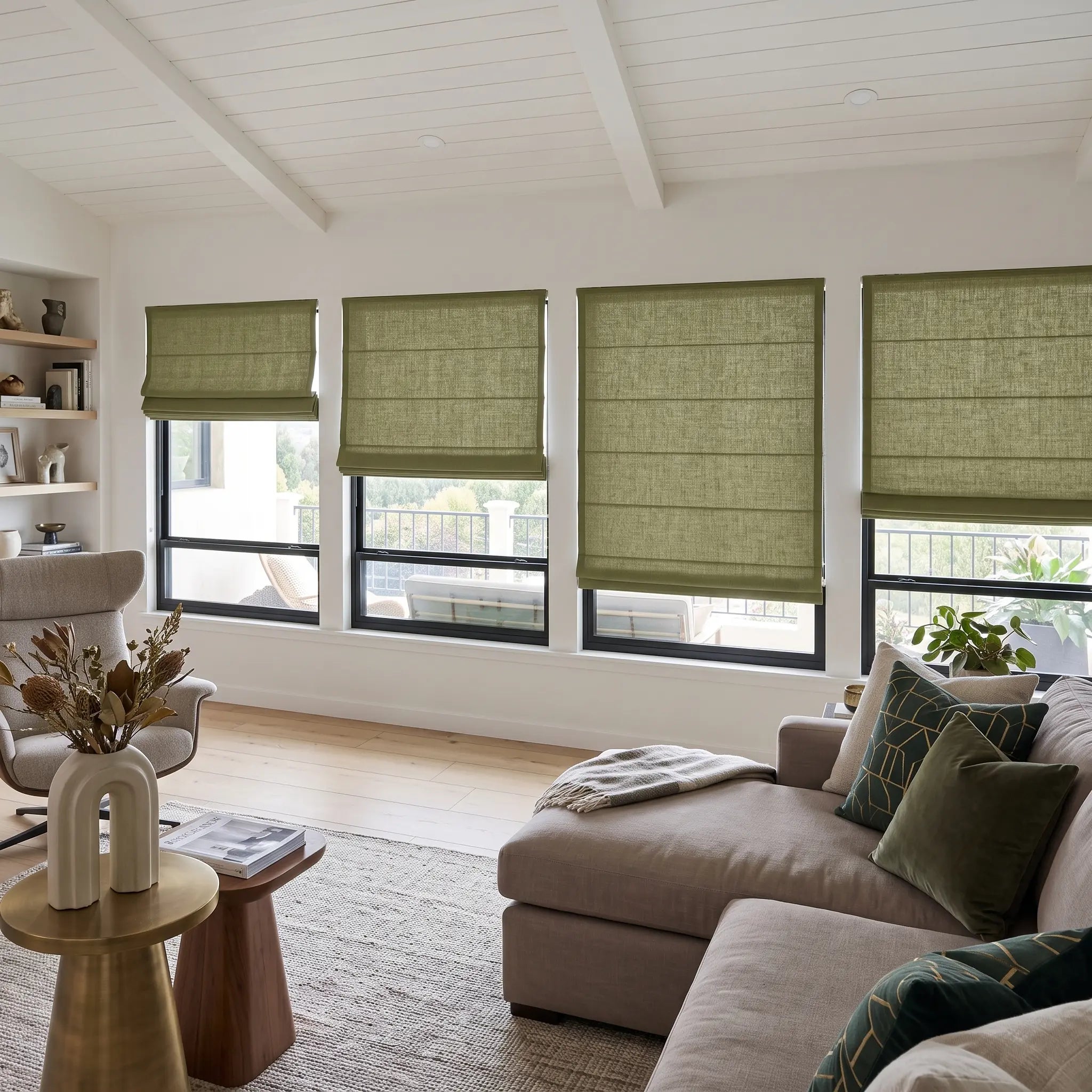DraperyUS Custom Roman Shades Natural Flax