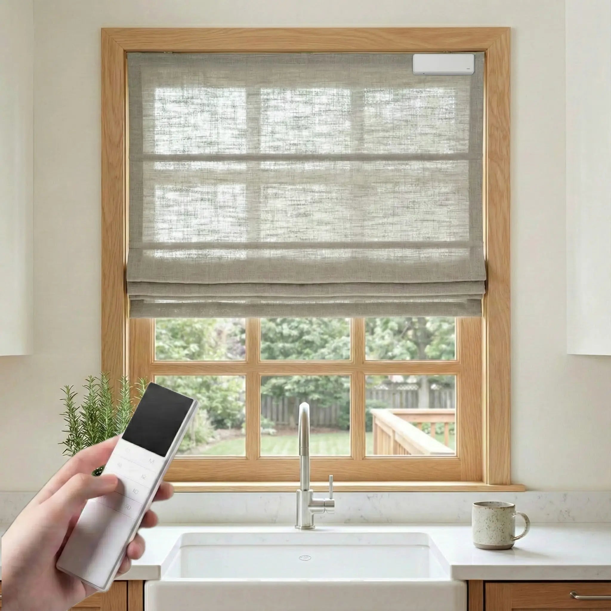 DraperyUS Costom Roman Shades Natural Flax