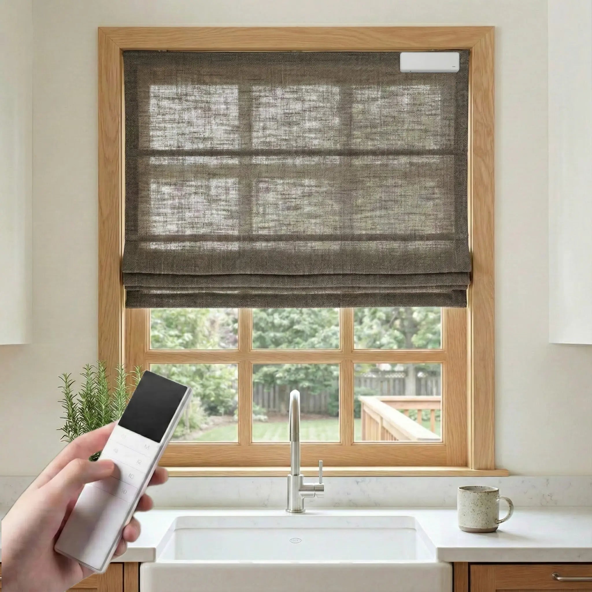 DraperyUS Costom Roman Shades Walnut Brown