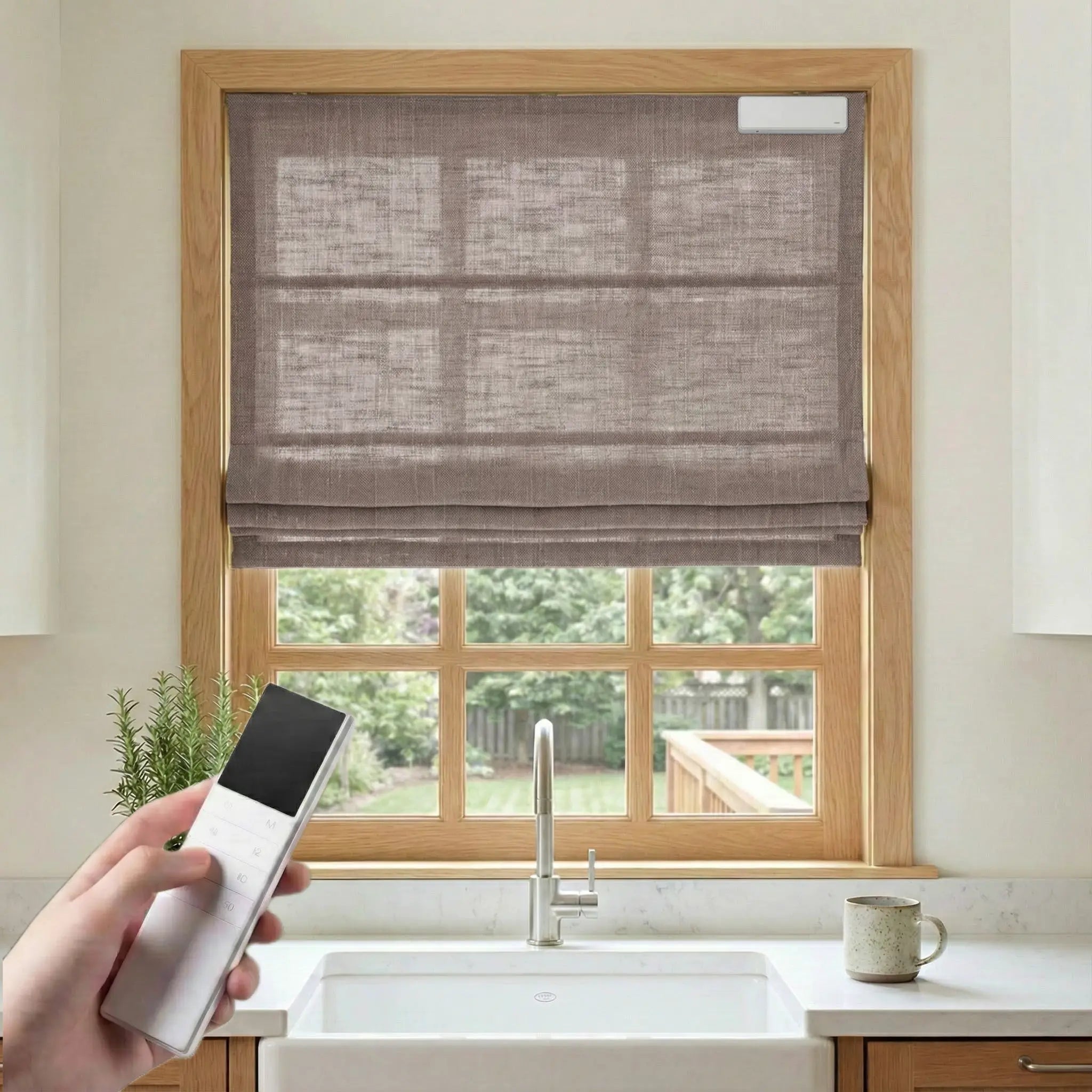 DraperyUS Costom Roman Shades Light Brown