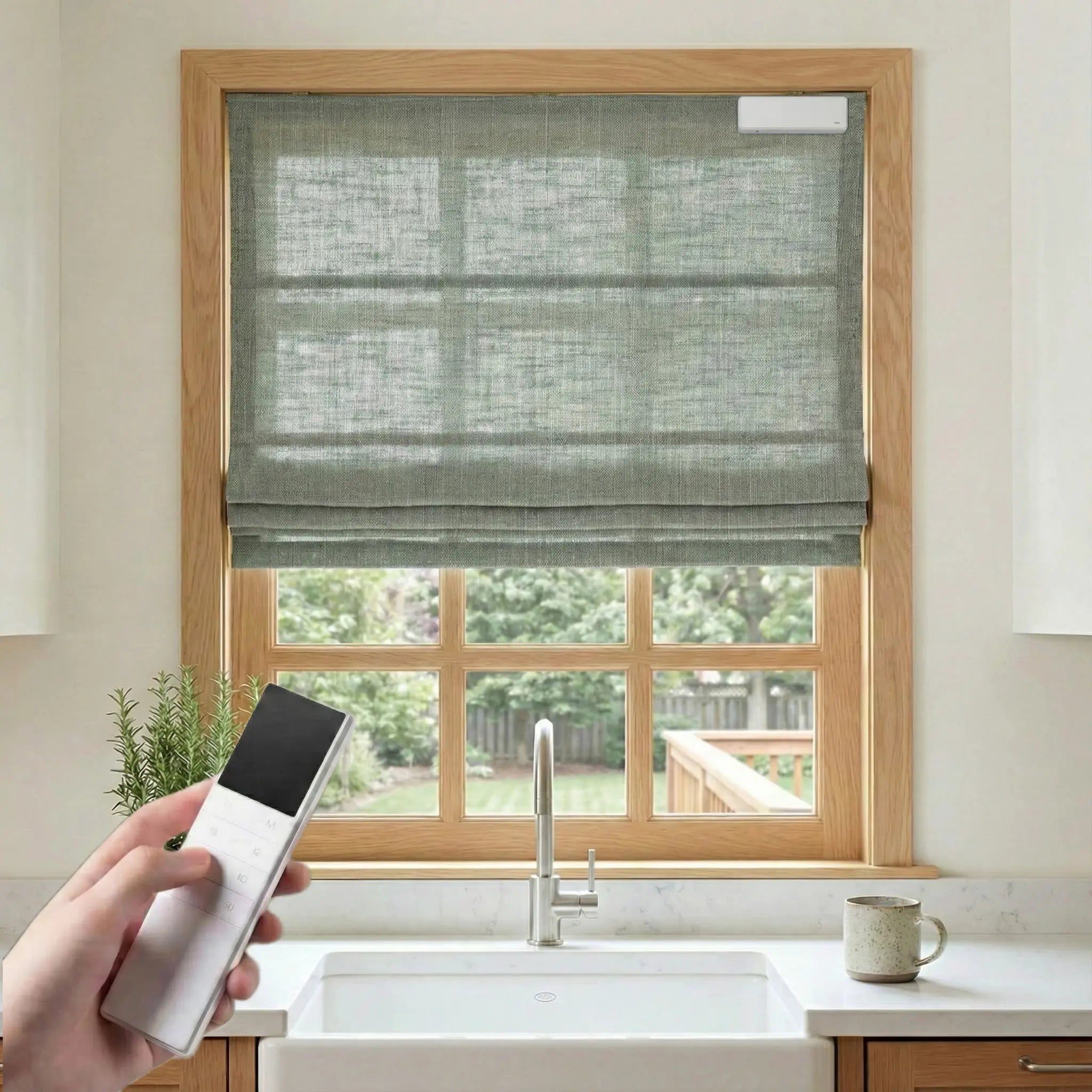 DraperyUS Costom Roman Shades Sage Field