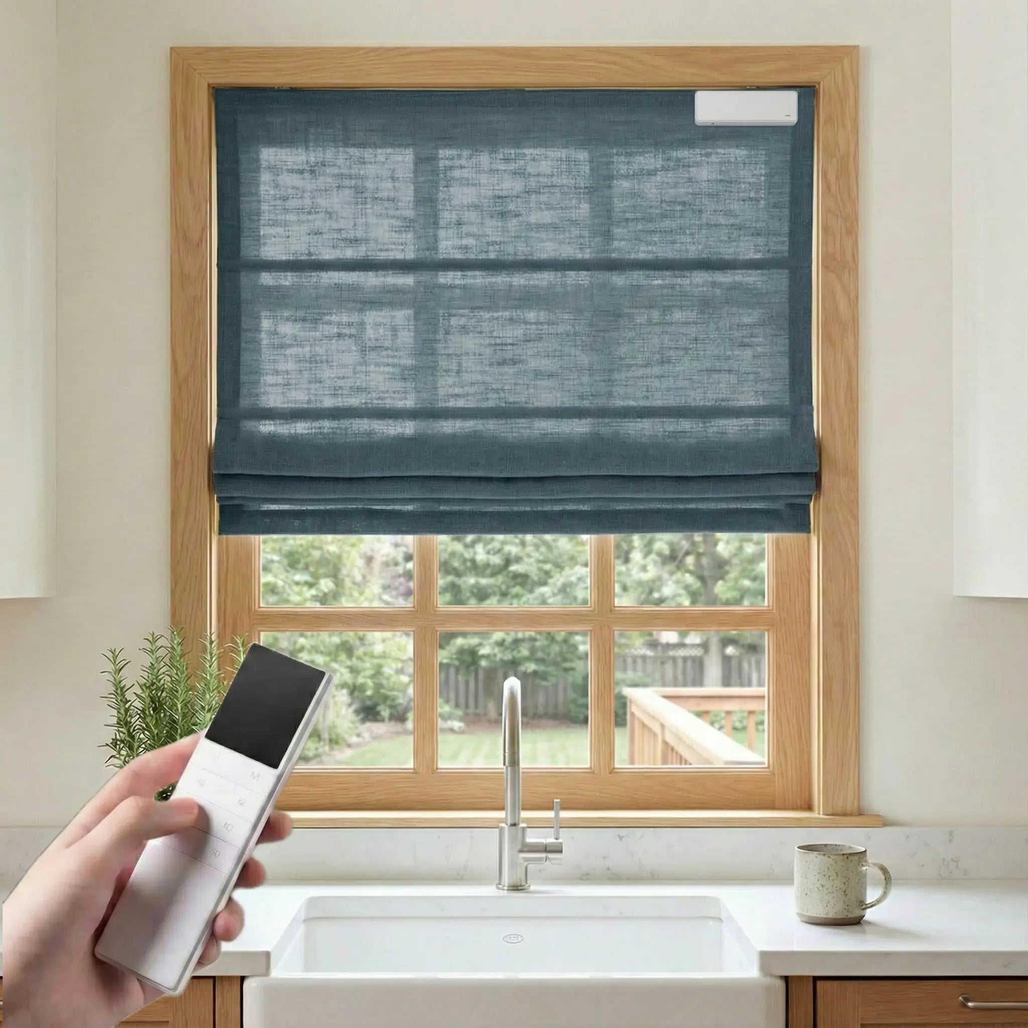 DraperyUS Costom Roman Shades Slate Teal