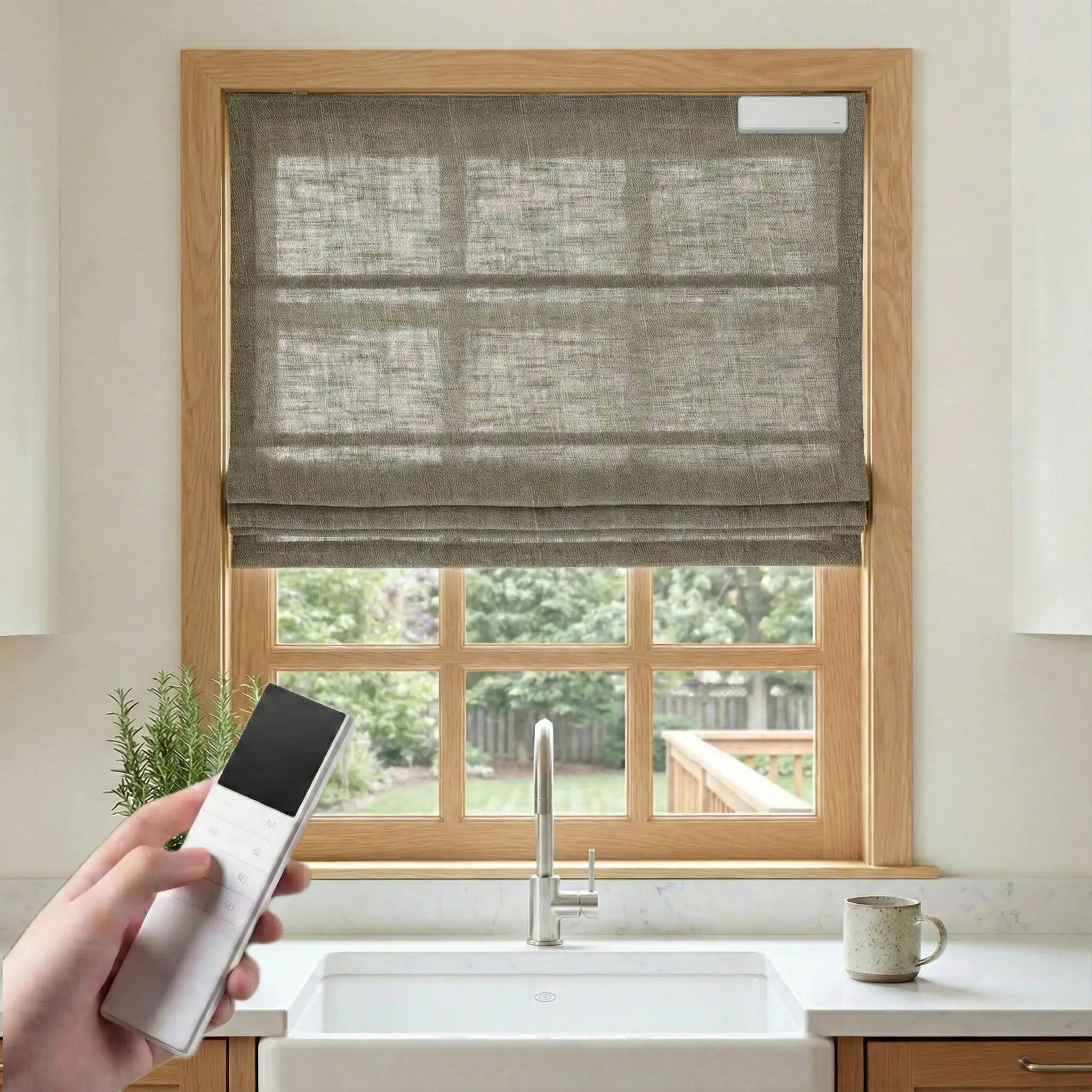 DraperyUS Costom Roman Shades Warm Gray