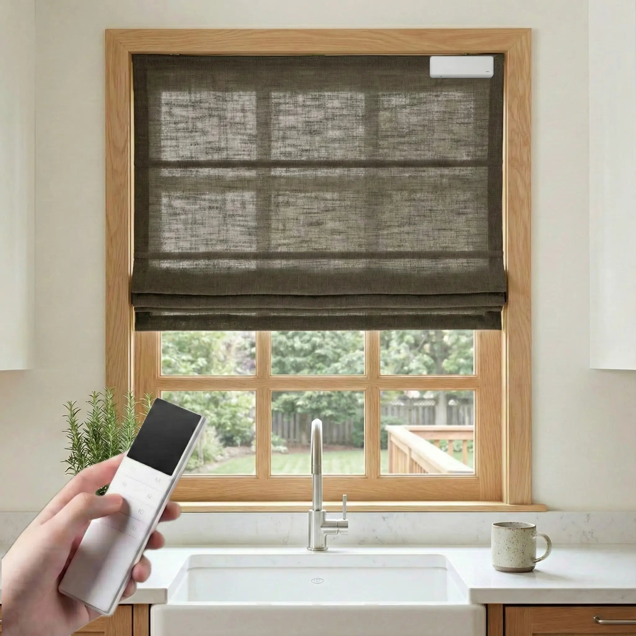 DraperyUS Costom Roman Shades Charcoal Brown