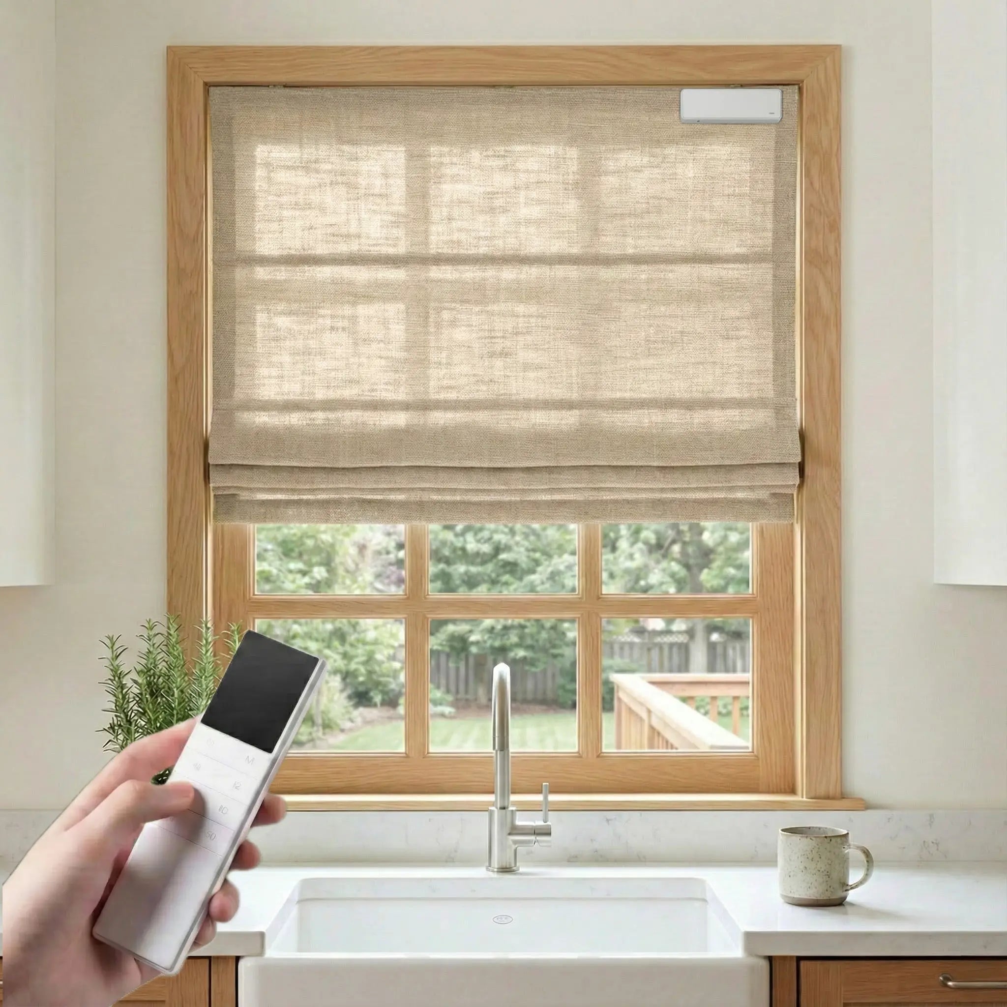 DraperyUS Costom Roman Shades Ivory Beige