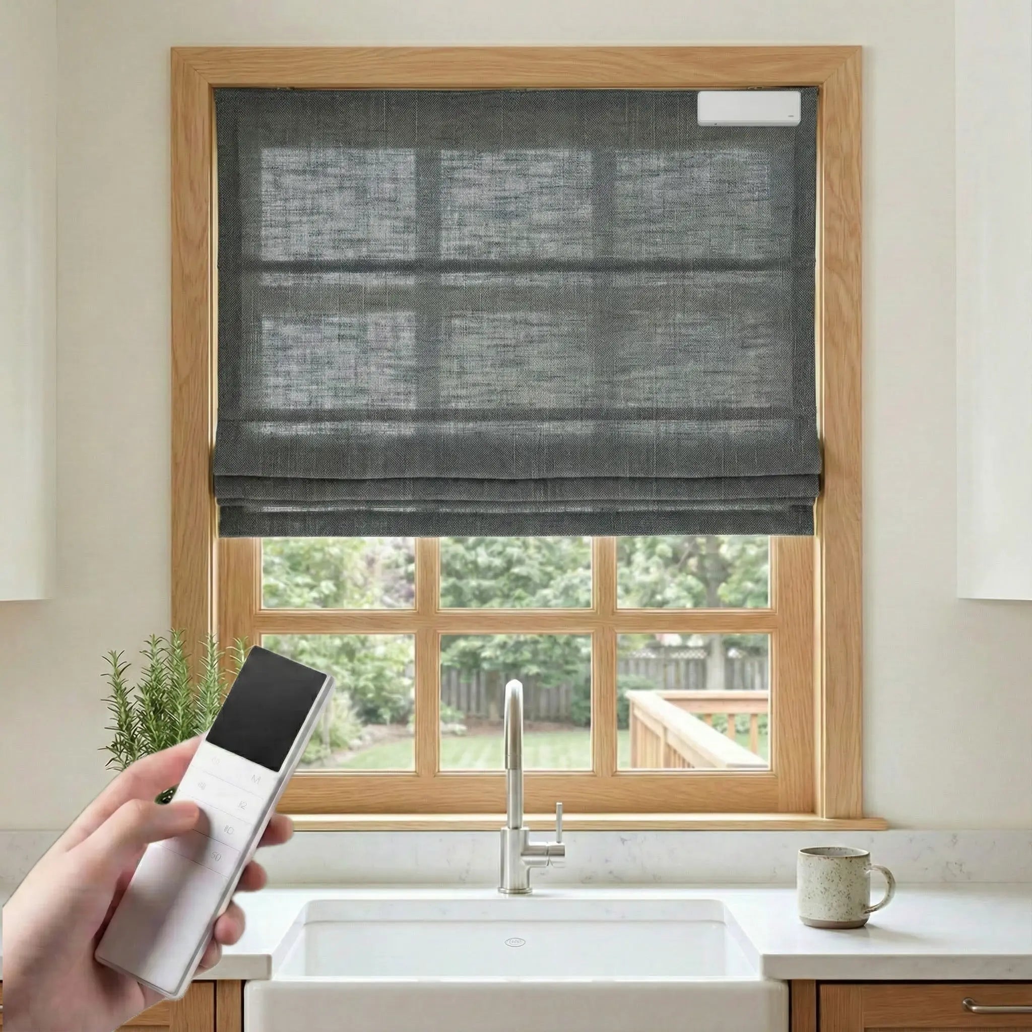 DraperyUS Costom Roman Shades Graphite Grey