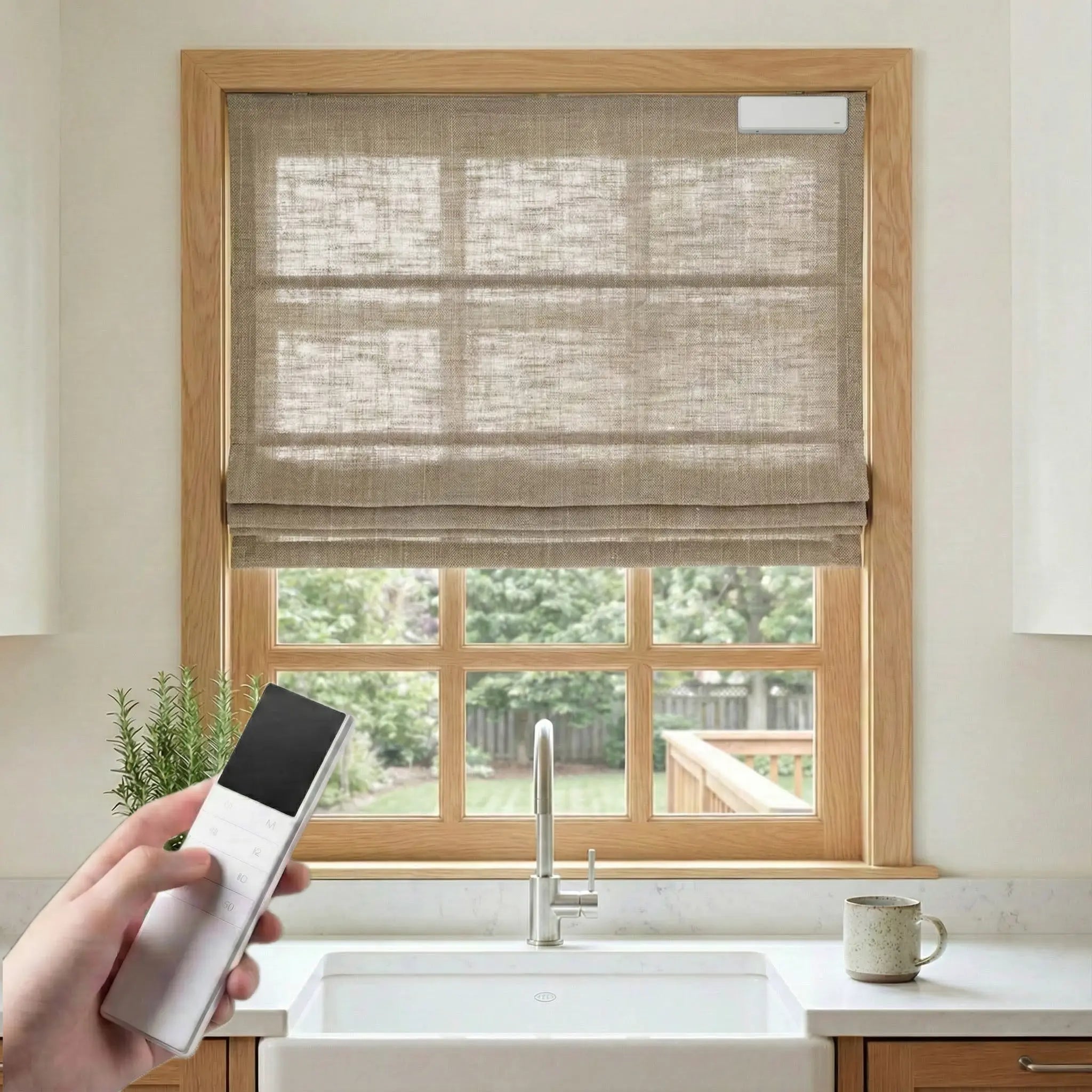 DraperyUS Costom Roman Shades Camel Tan