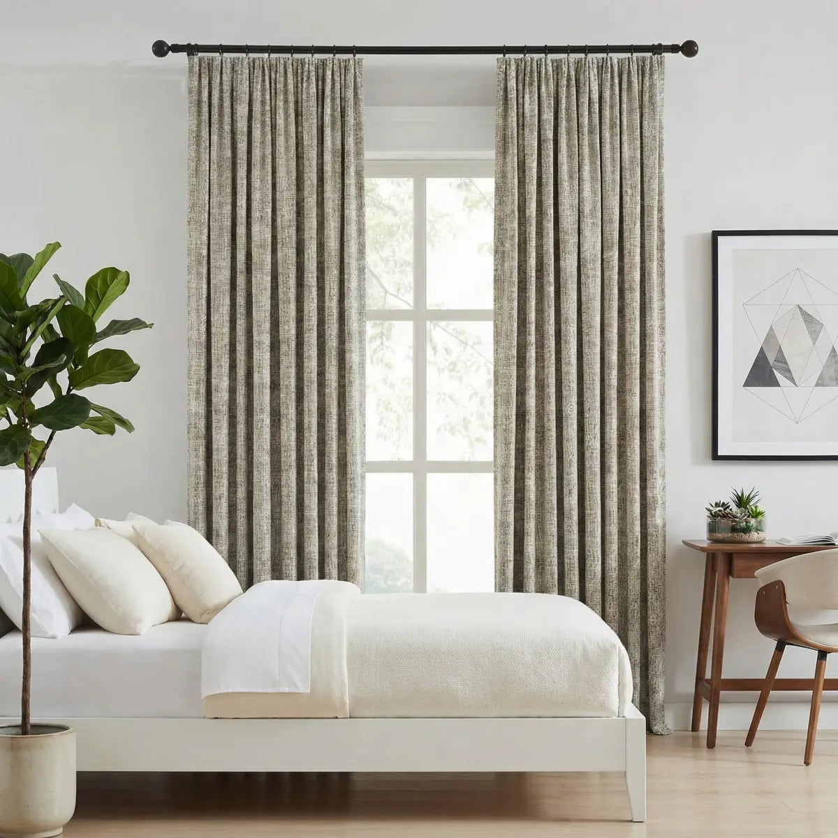 DraperyUS Custom 100% Blackout Linen Curtains - Sandy - A light, neutral beige tone inspired by warm desert sands.
